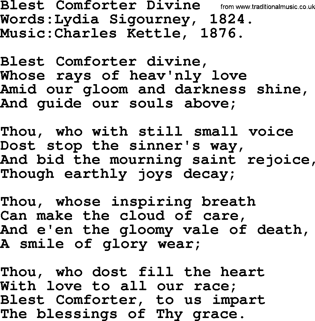 Pentacost Hymns, Hymn: Blest Comforter Divine, lyrics with PDF