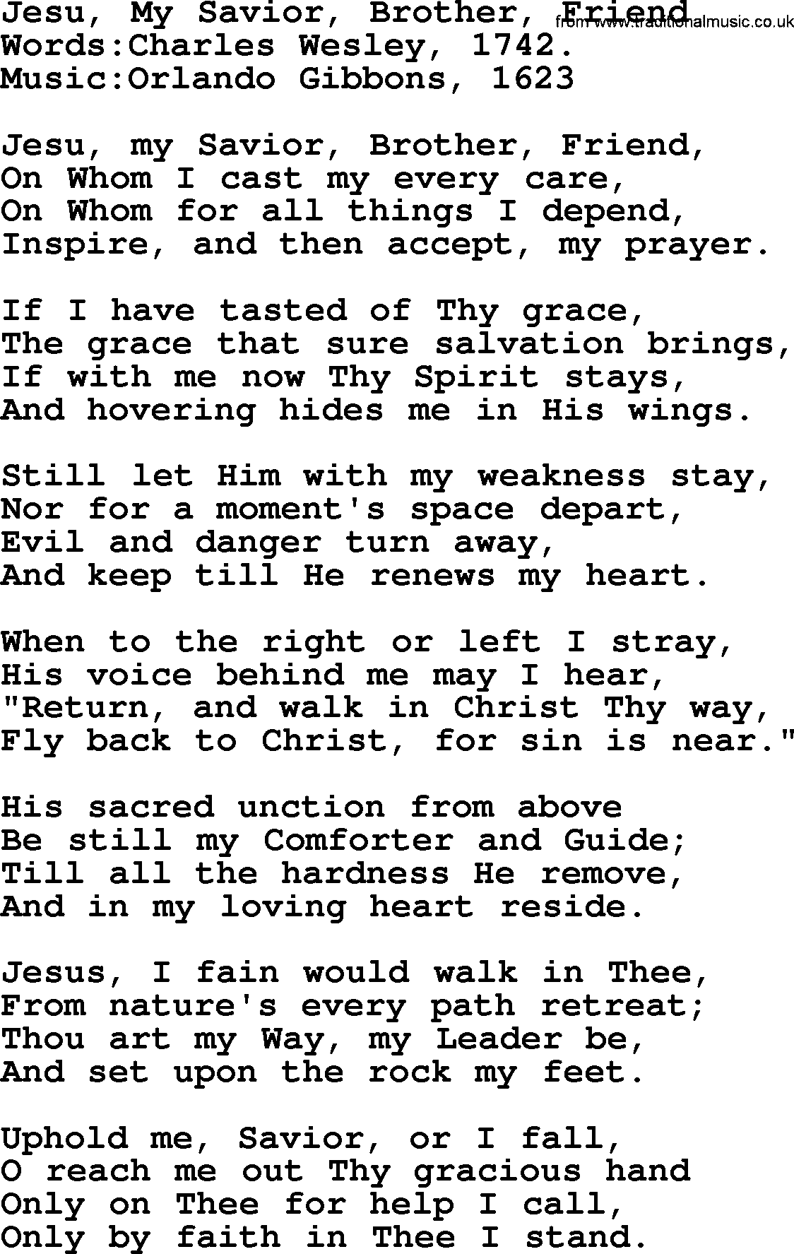 Pentacost Hymns, Hymn: Jesu, My Savior, Brother, Friend, lyrics with PDF