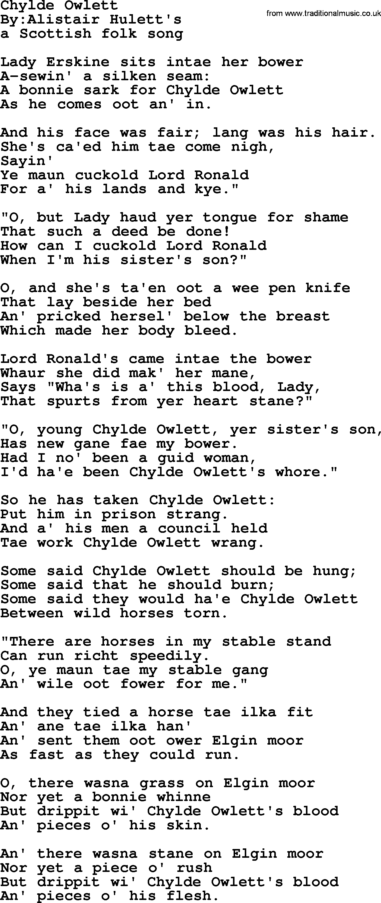 Political, Solidarity, Workers or Union song: Chylde Owlett, lyrics