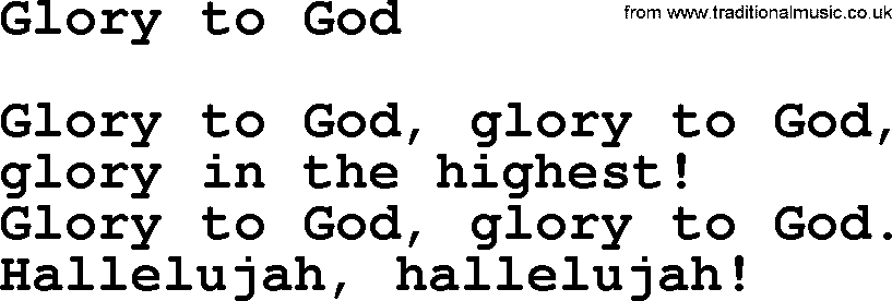 Presbyterian Hymns collection, Hymn: Glory To God, lyrics and PDF