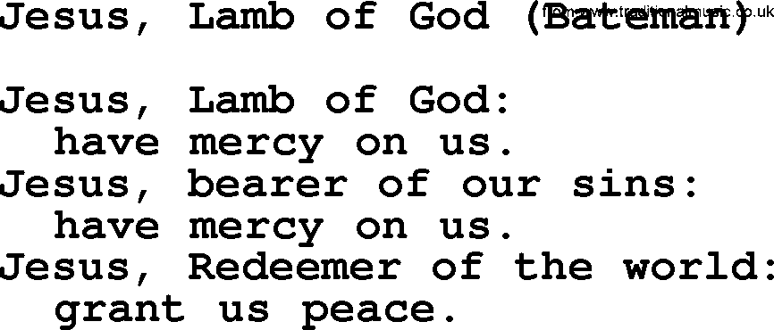 Presbyterian Hymns collection, Hymn: Jesus, Lamb Of God (bateman), lyrics and PDF