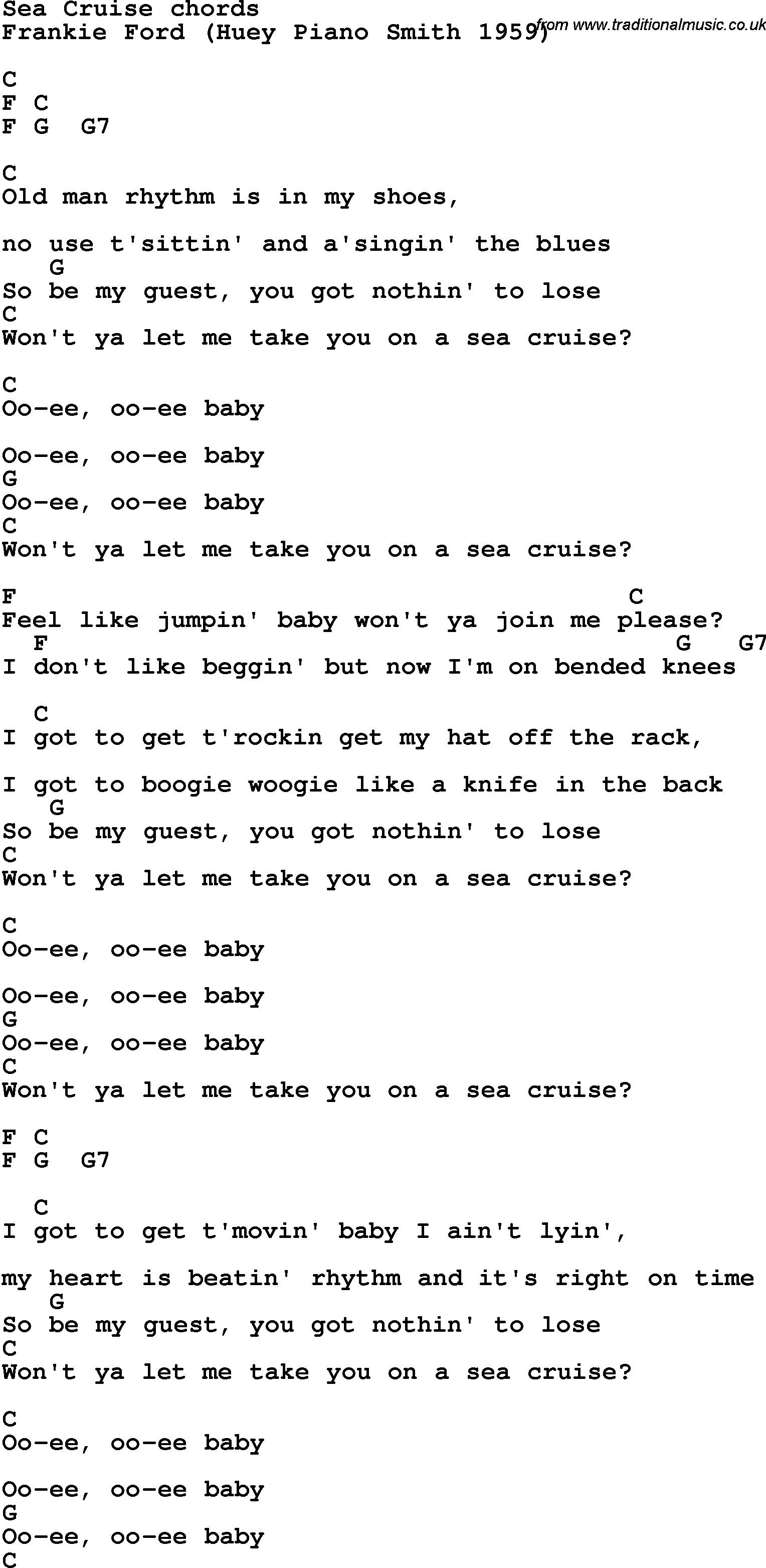 sea cruise lyrics jimmy buffett