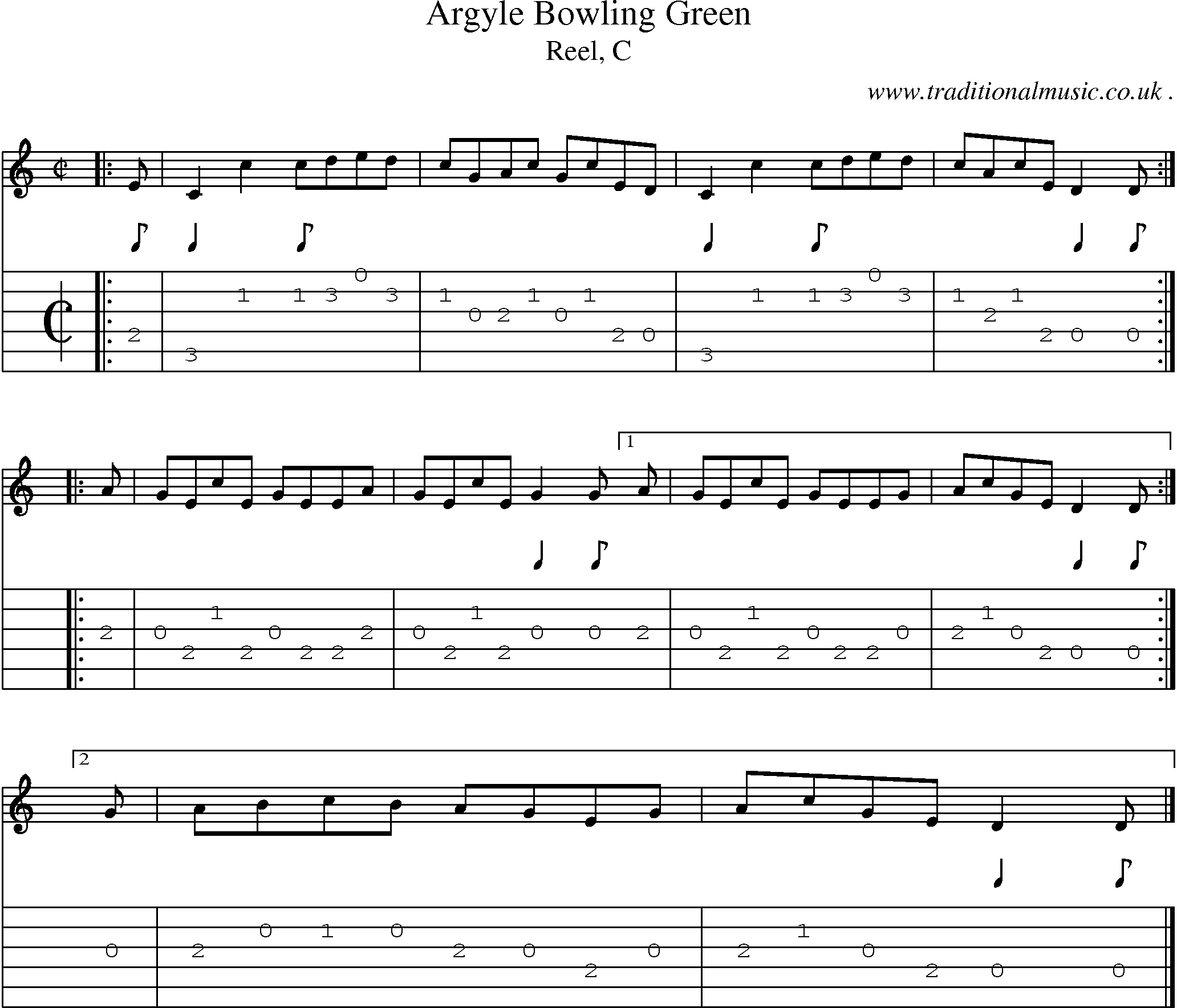 Sheet-music  score, Chords and Guitar Tabs for Argyle Bowling Green