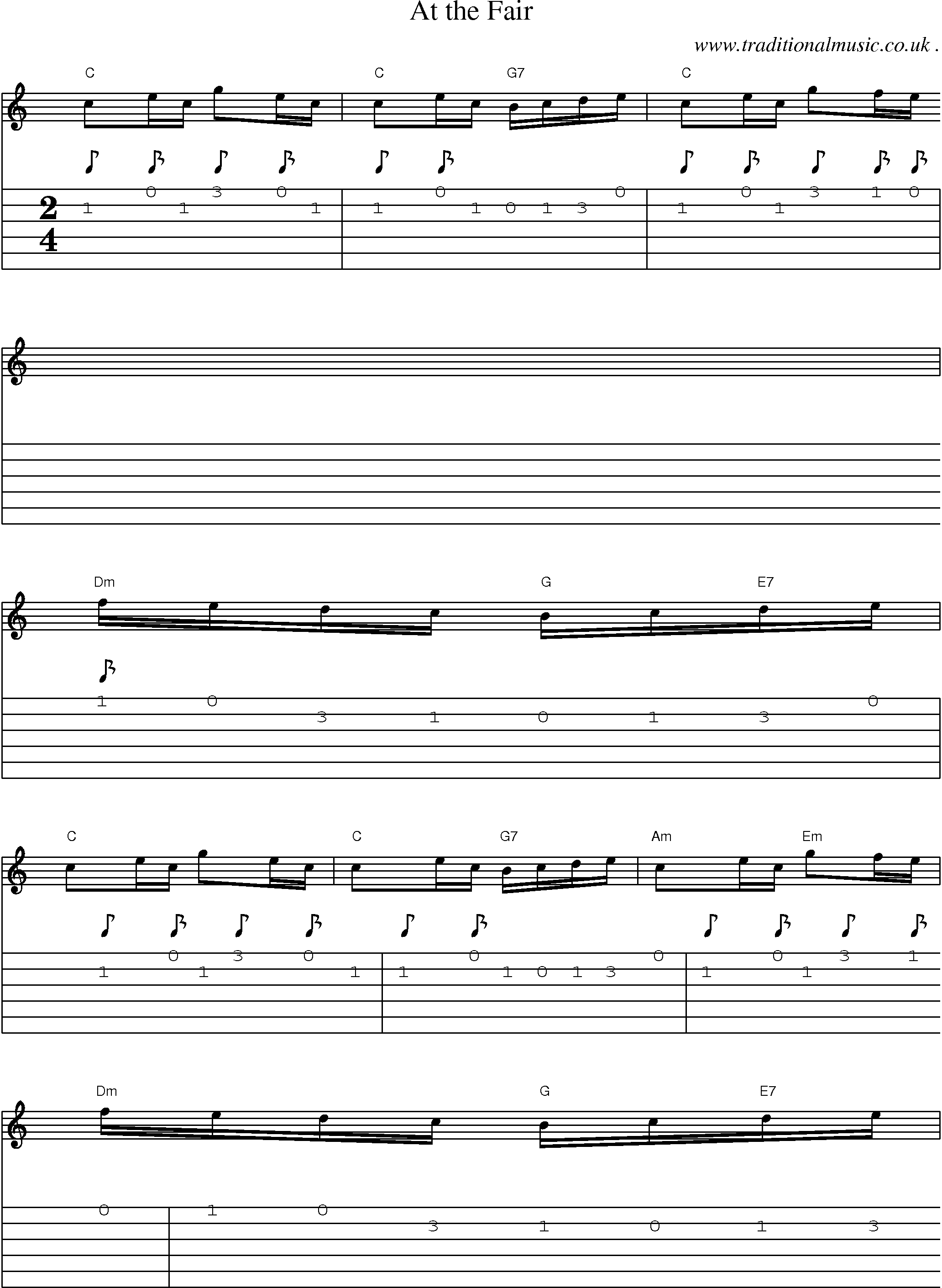 Sheet-music  score, Chords and Guitar Tabs for At The Fair