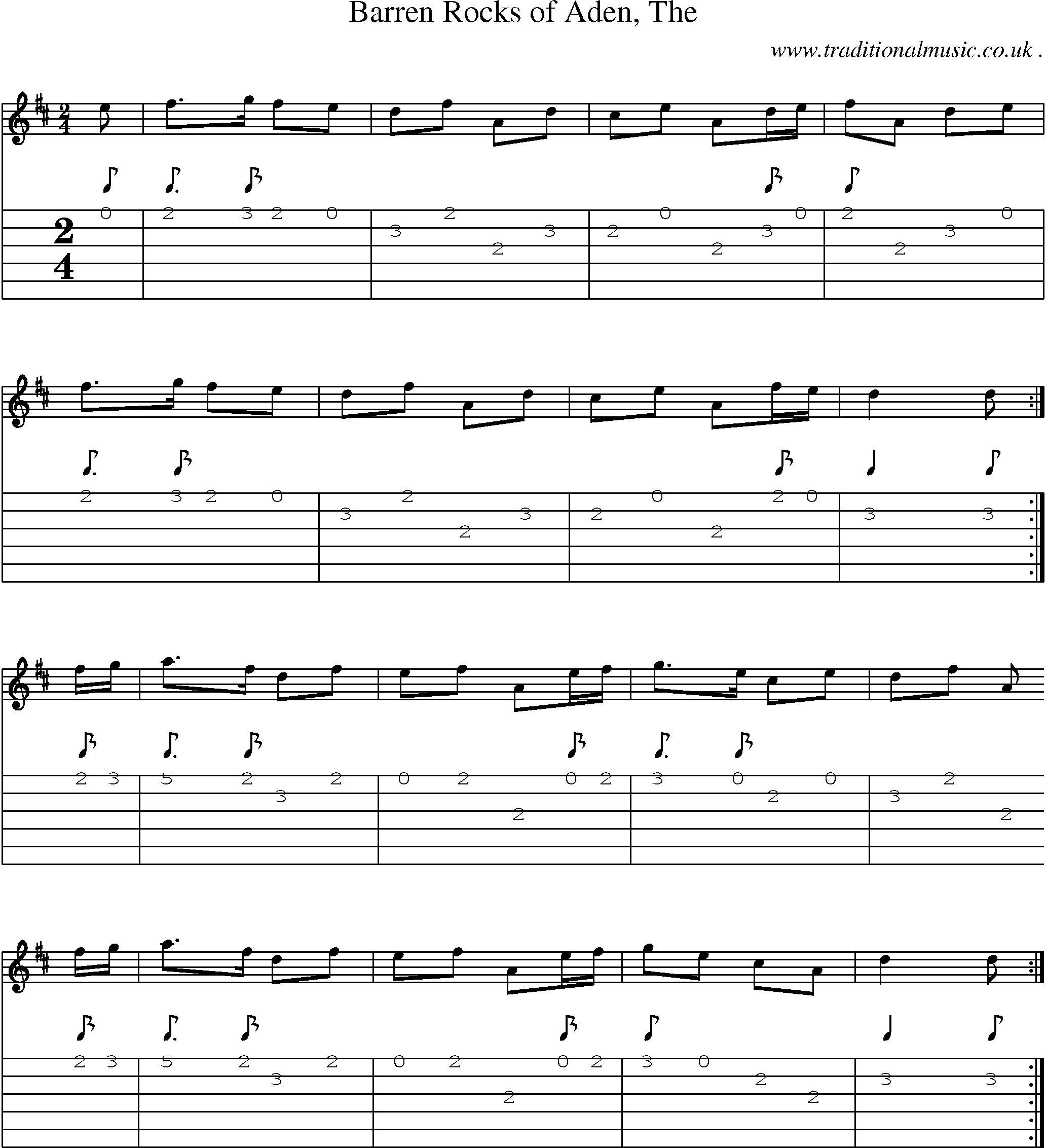 Sheet-music  score, Chords and Guitar Tabs for Barren Rocks Of Aden The
