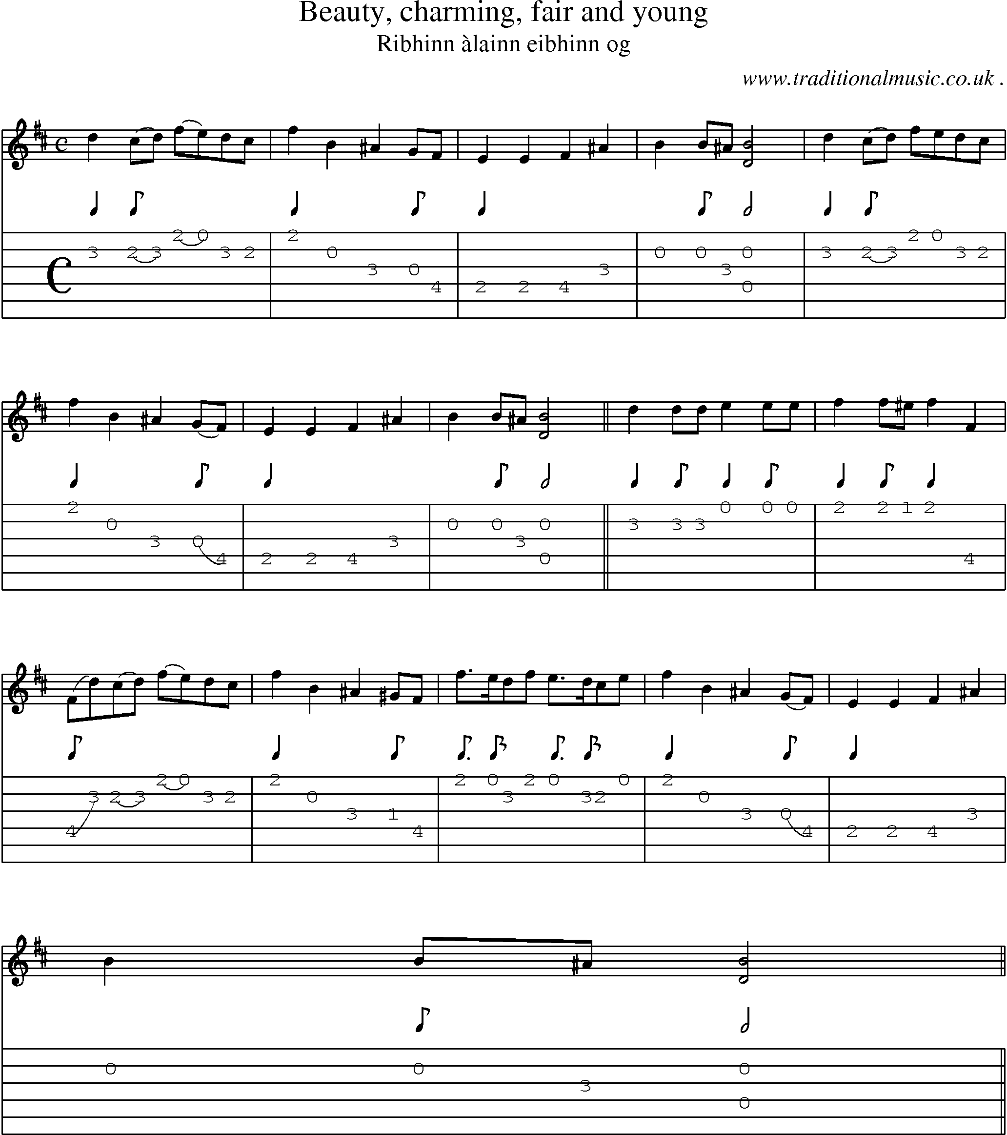 Sheet-music  score, Chords and Guitar Tabs for Beauty Charming Fair And Young