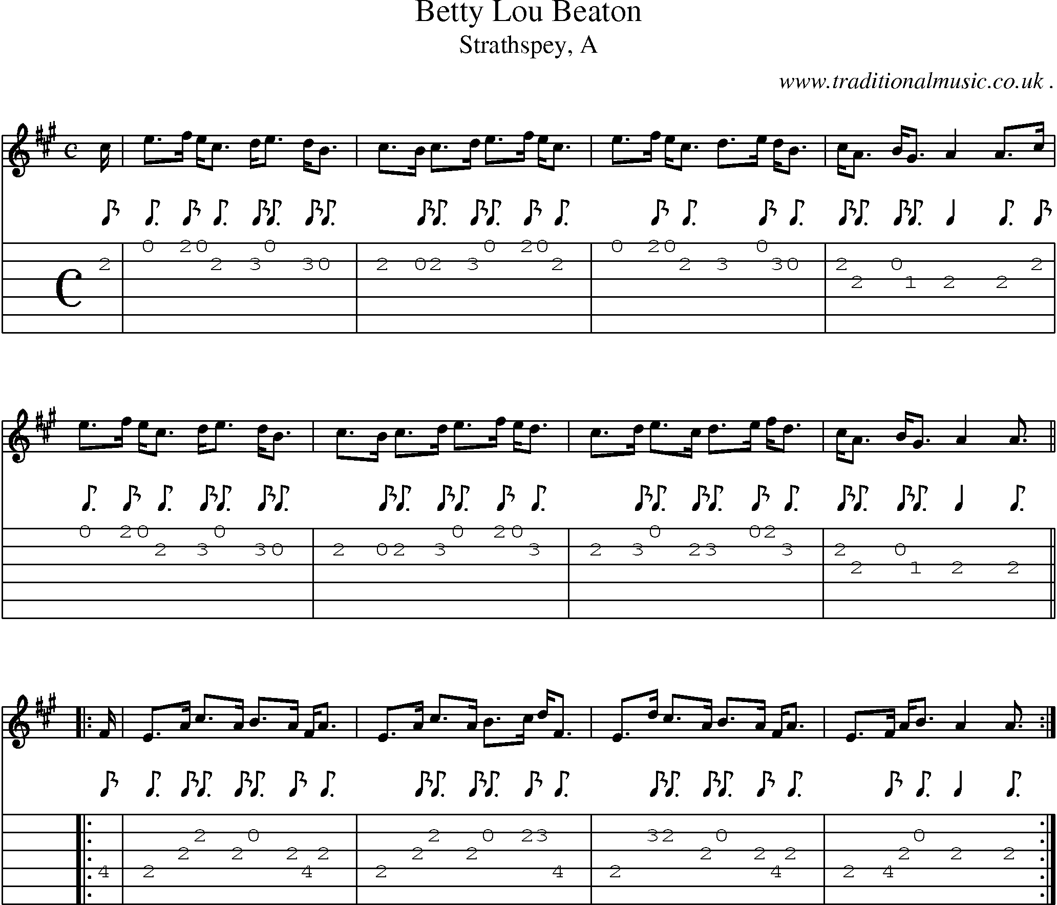 Sheet-music  score, Chords and Guitar Tabs for Betty Lou Beaton