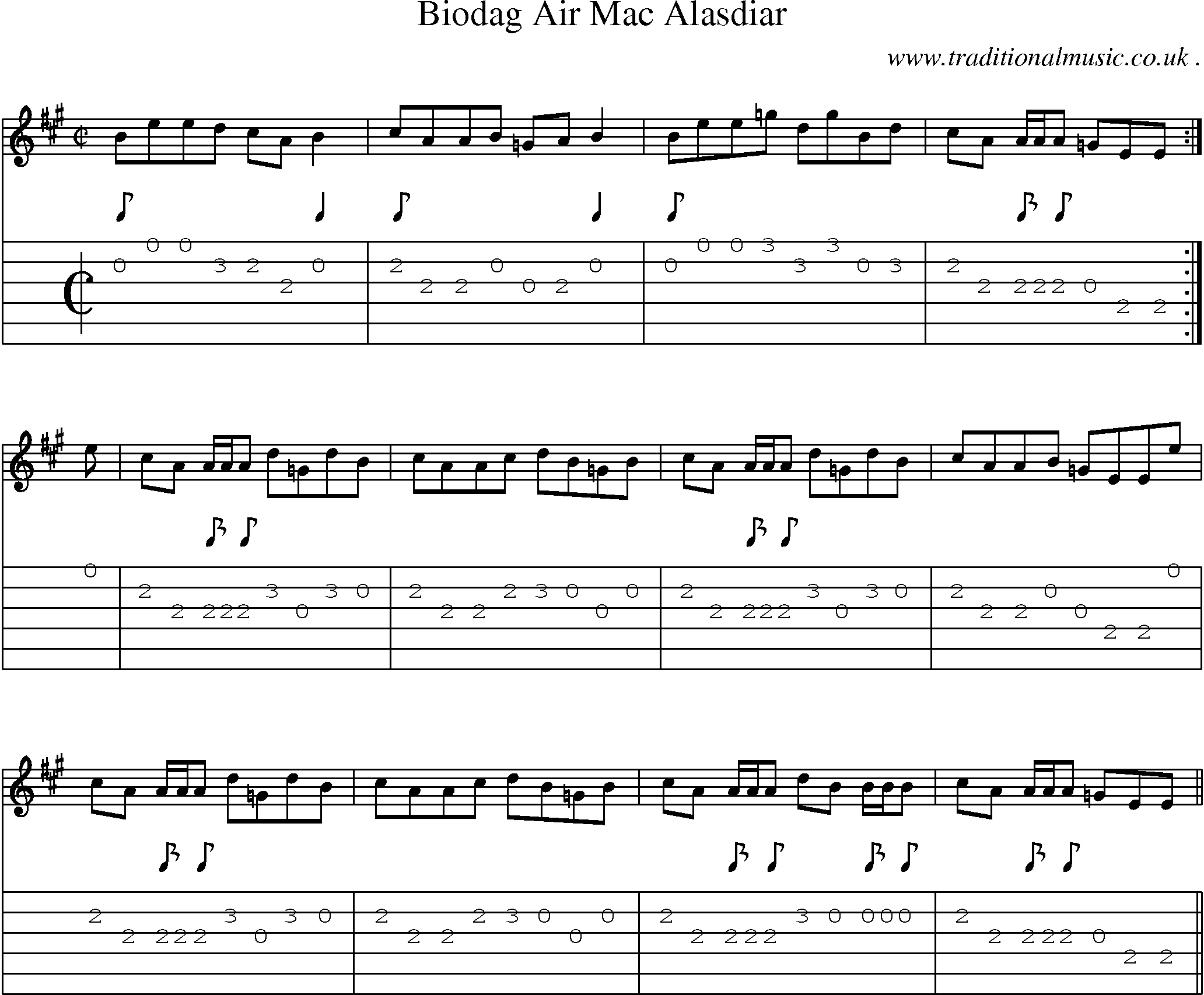Sheet-music  score, Chords and Guitar Tabs for Biodag Air Mac Alasdiar