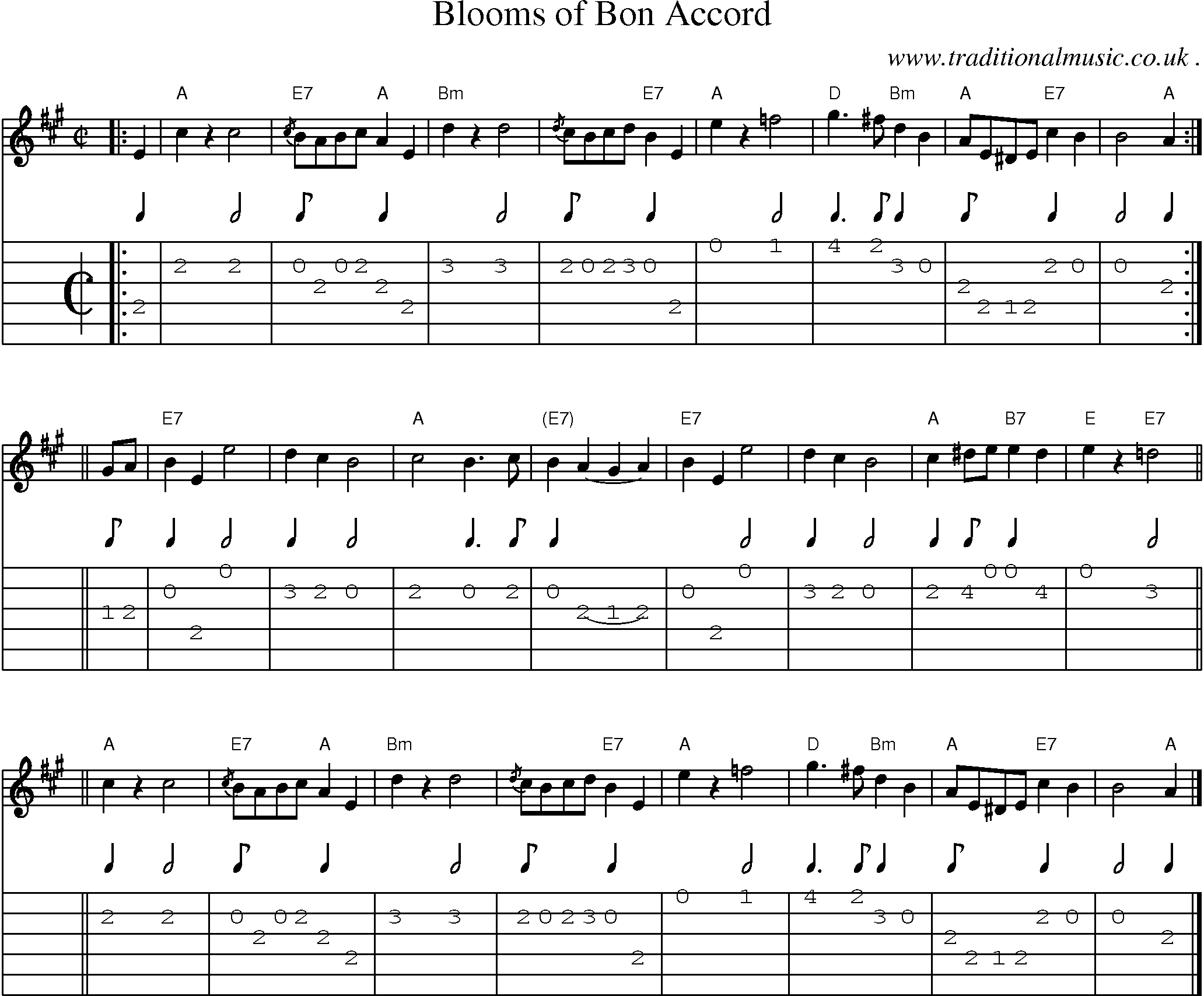 Sheet-music  score, Chords and Guitar Tabs for Blooms Of Bon Accord