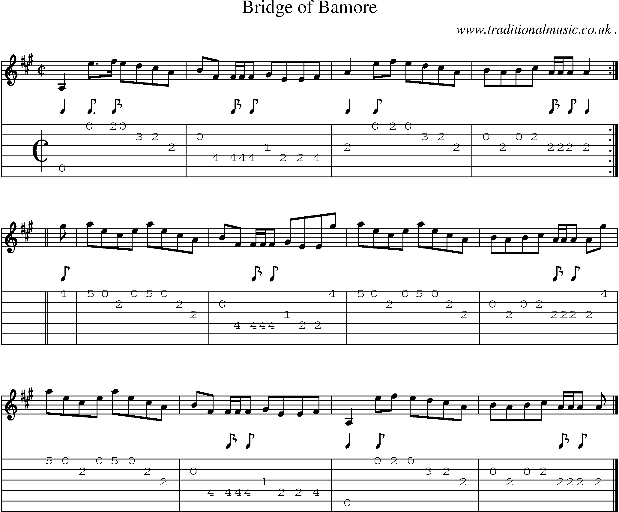 Sheet-music  score, Chords and Guitar Tabs for Bridge Of Bamore