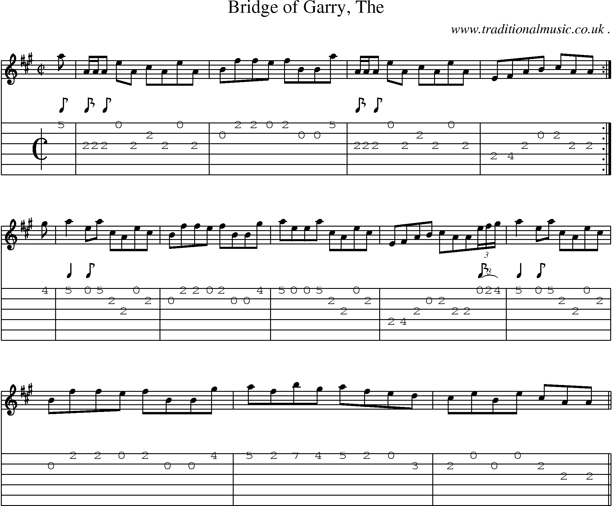 Sheet-music  score, Chords and Guitar Tabs for Bridge Of Garry The