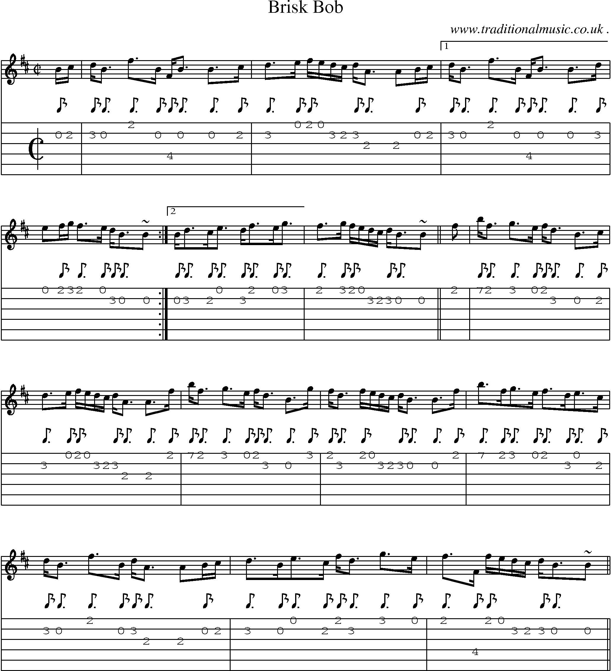 Sheet-music  score, Chords and Guitar Tabs for Brisk Bob