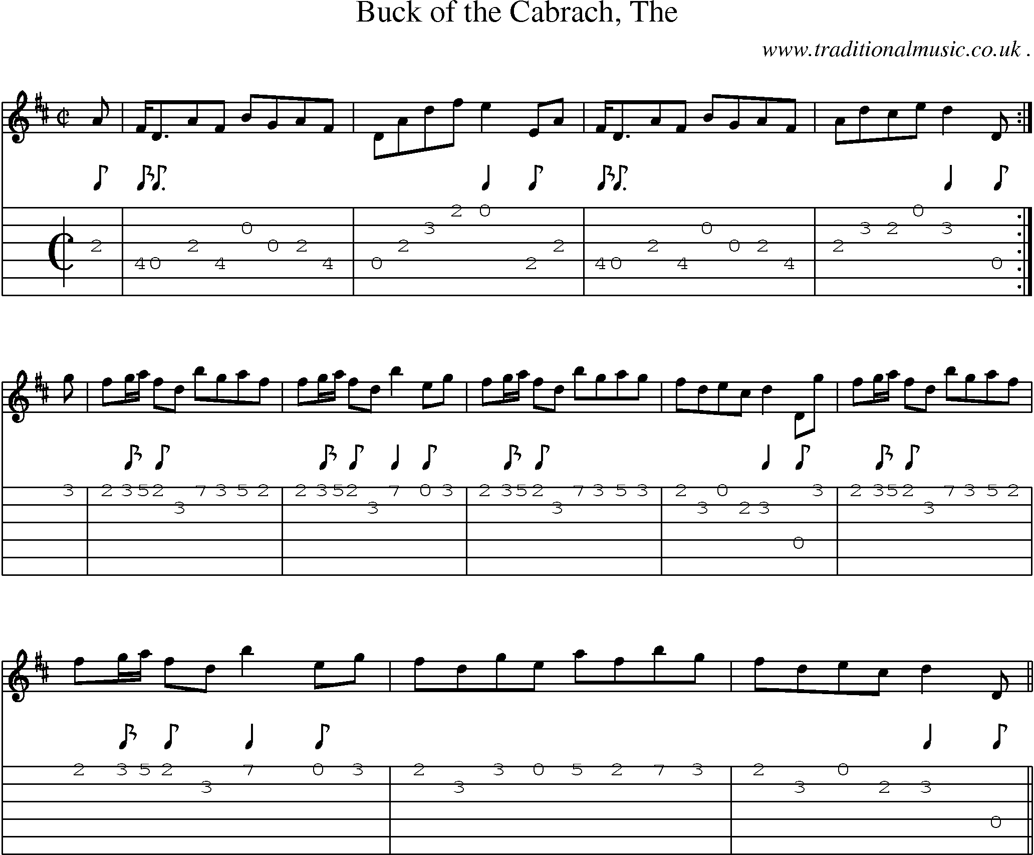 Sheet-music  score, Chords and Guitar Tabs for Buck Of The Cabrach The