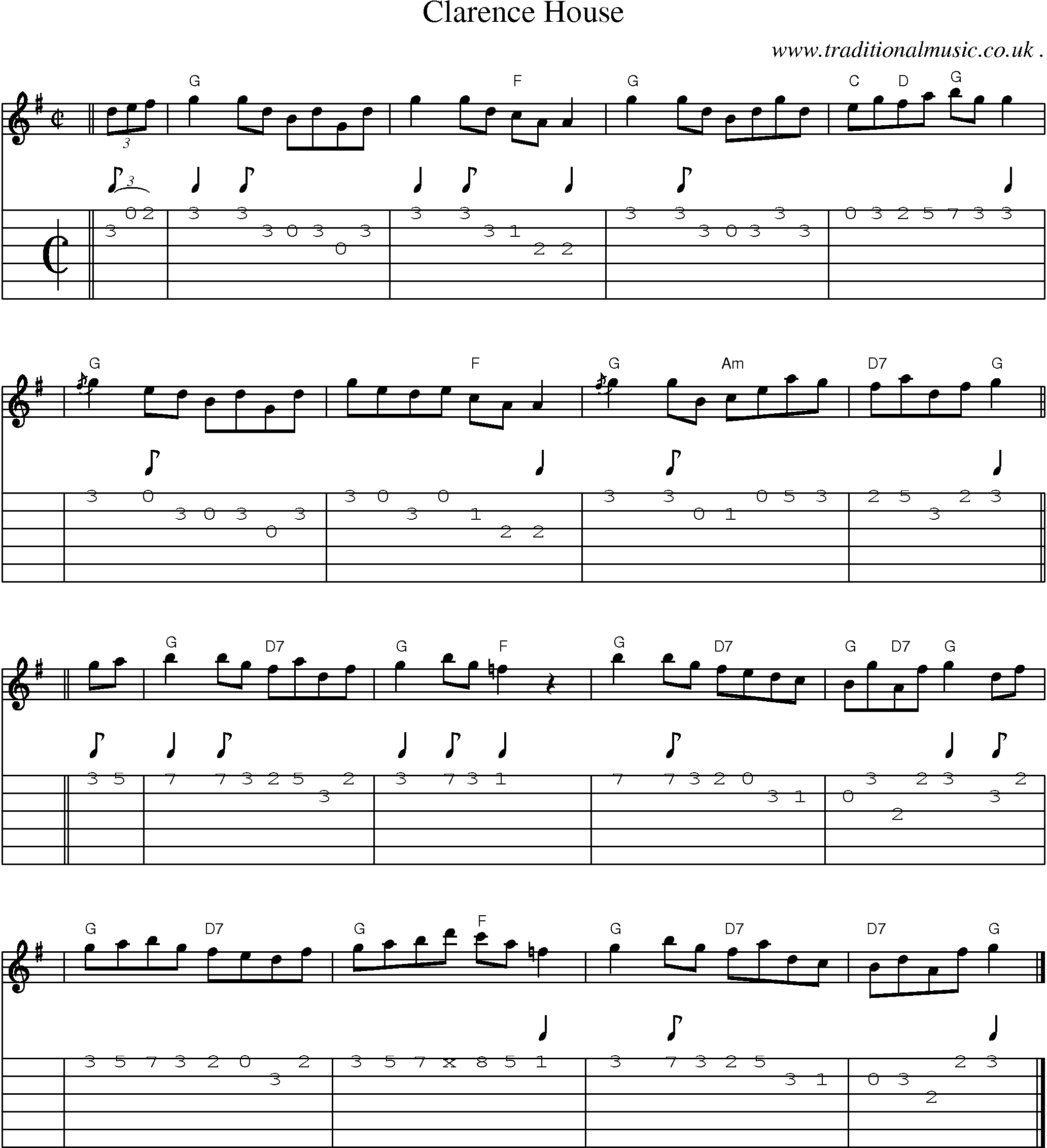 Sheet-music  score, Chords and Guitar Tabs for Clarence House