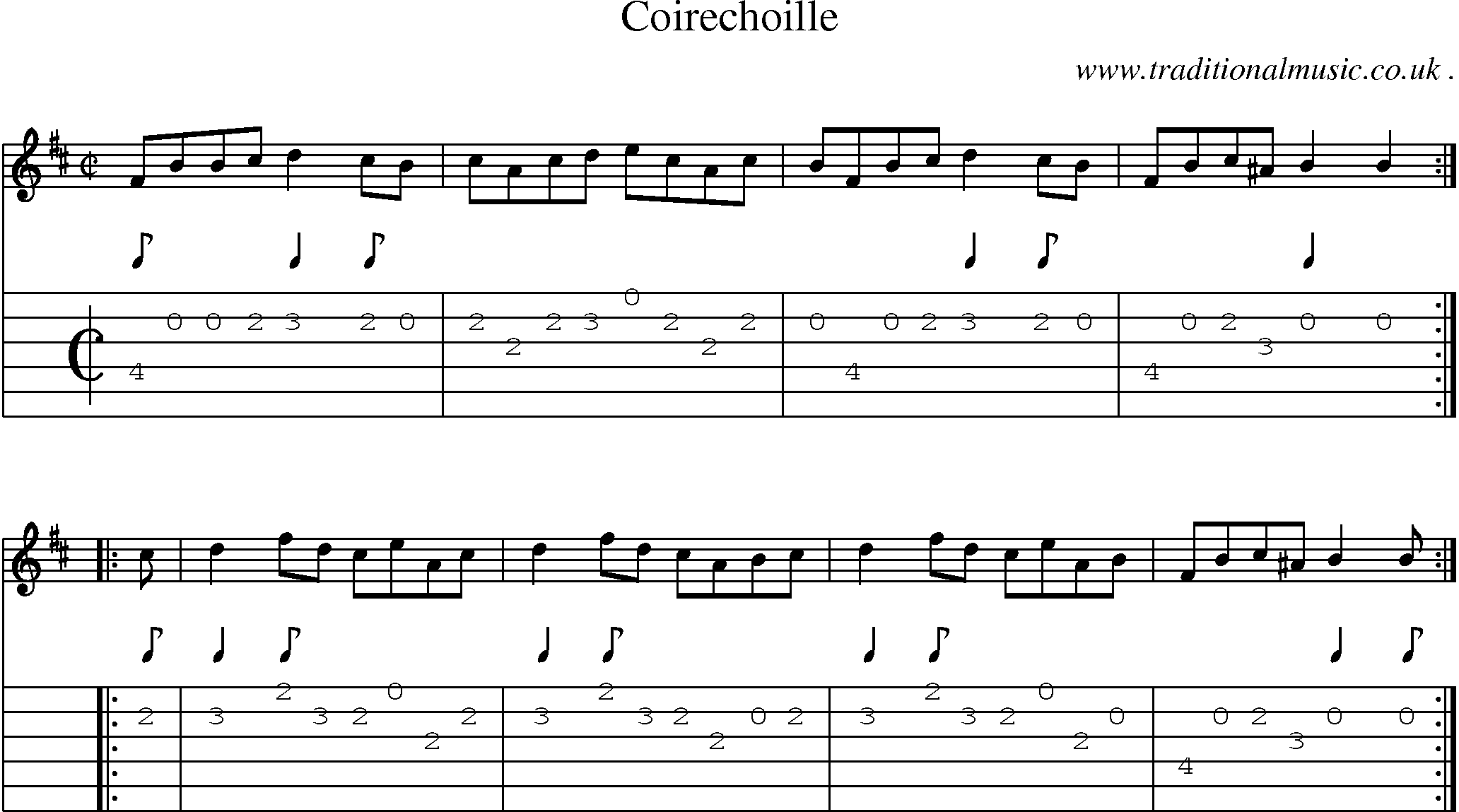 Sheet-music  score, Chords and Guitar Tabs for Coirechoille