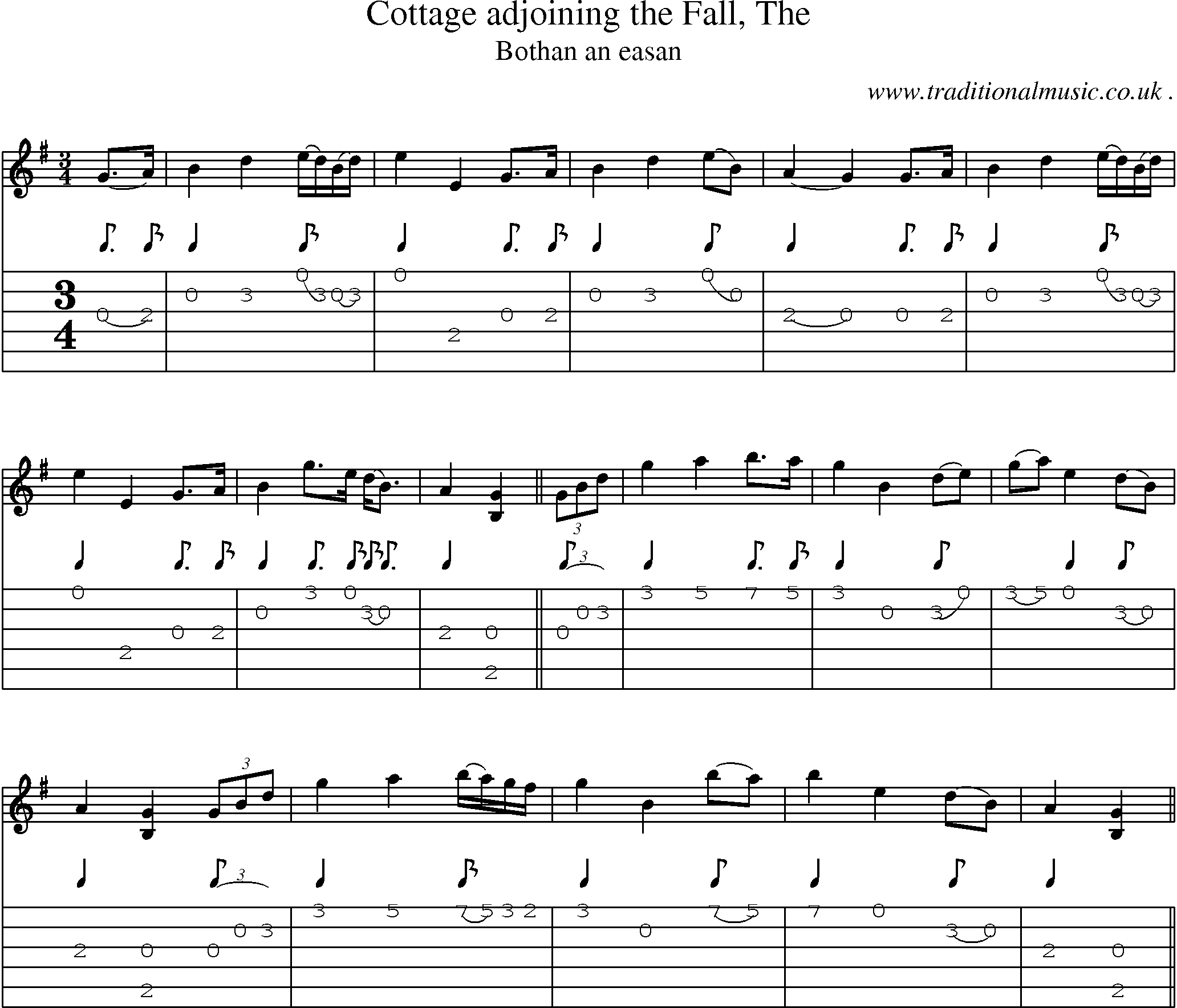 Sheet-music  score, Chords and Guitar Tabs for Cottage Adjoining The Fall The
