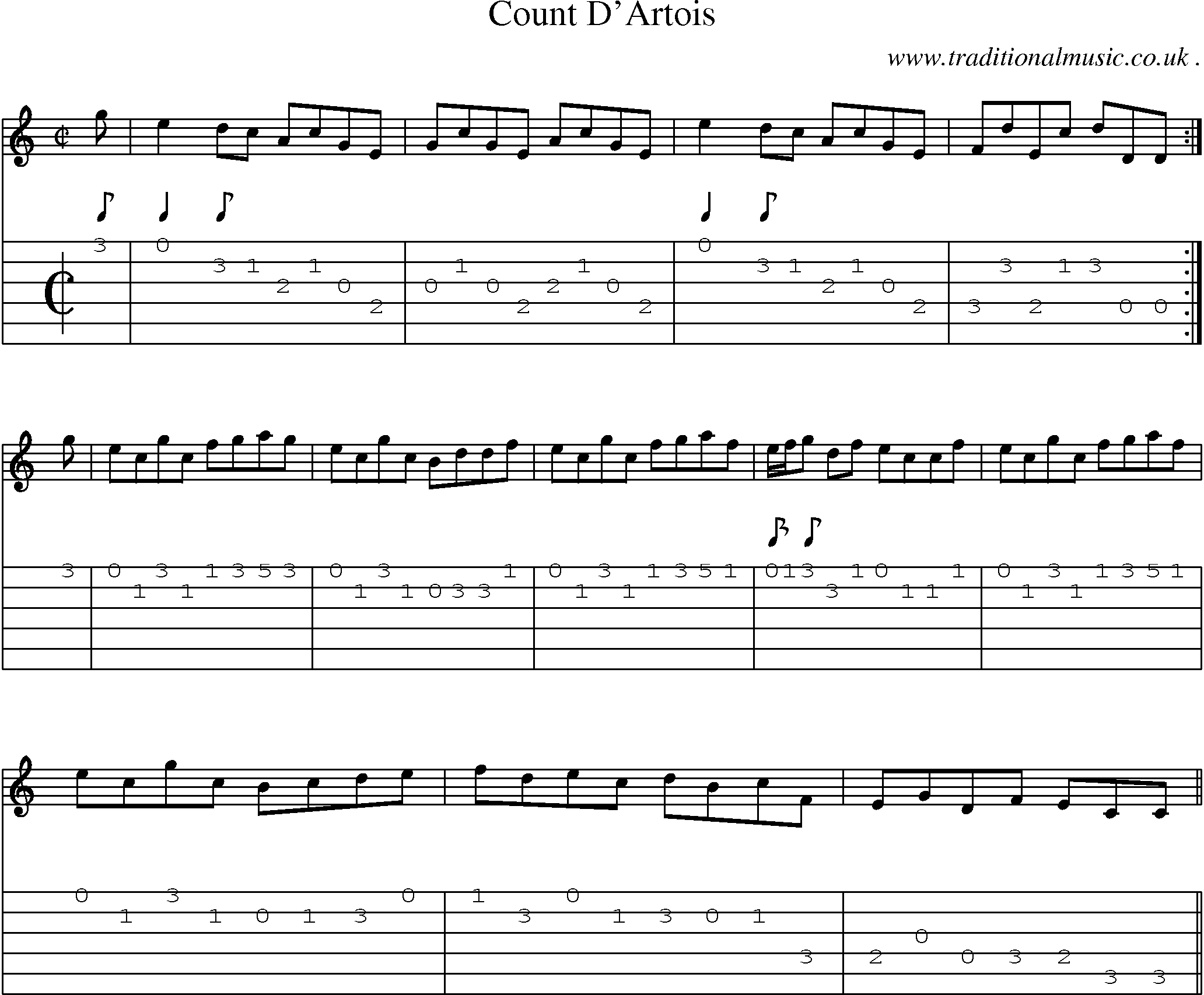 Sheet-music  score, Chords and Guitar Tabs for Count Dartois