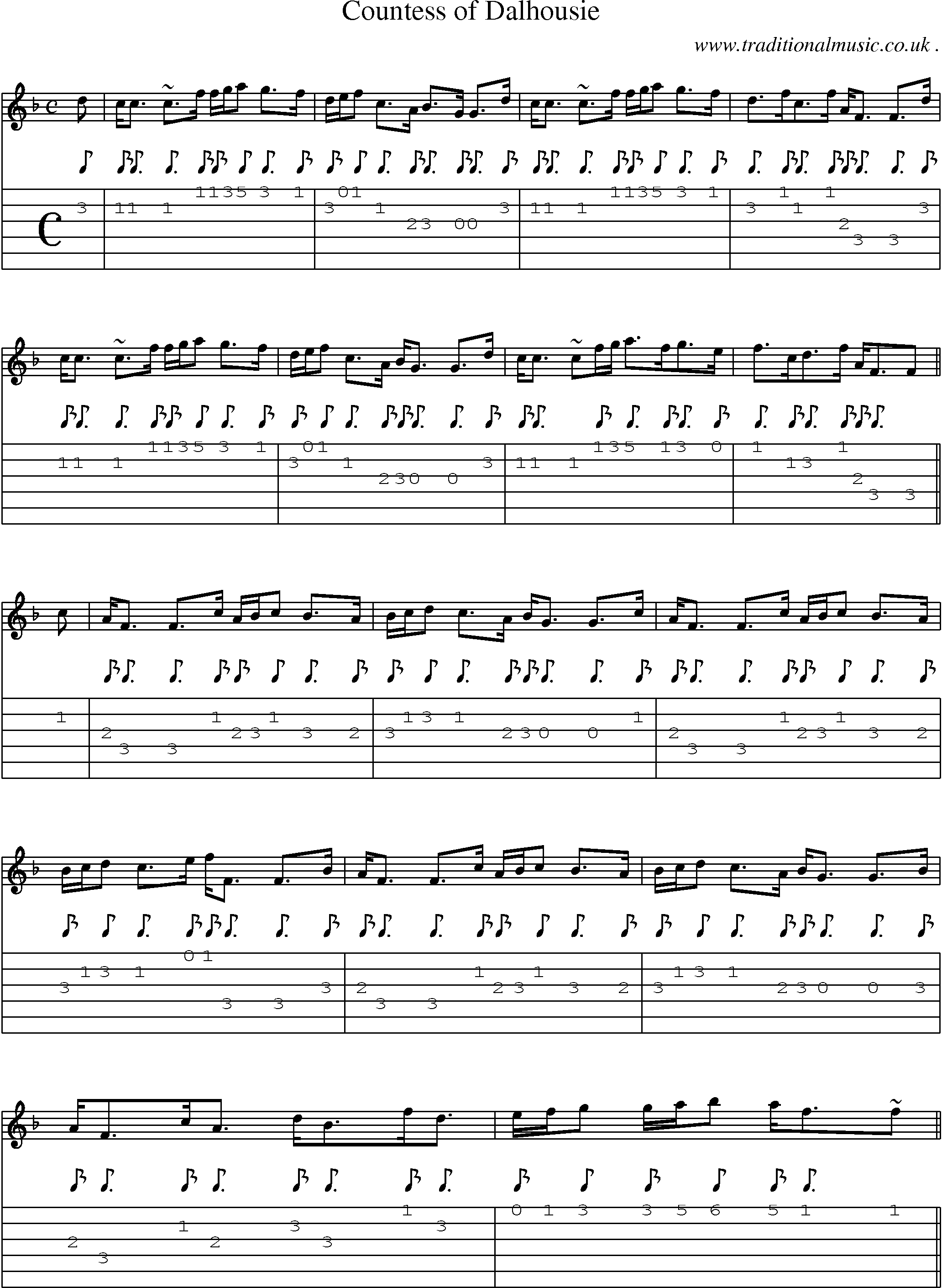Sheet-music  score, Chords and Guitar Tabs for Countess Of Dalhousie