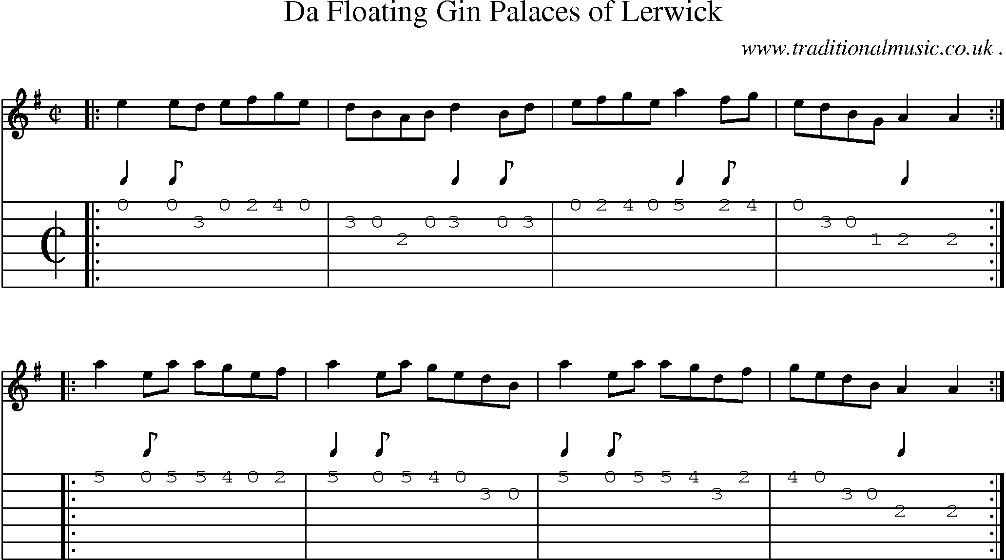 Sheet-music  score, Chords and Guitar Tabs for Da Floating Gin Palaces Of Lerwick