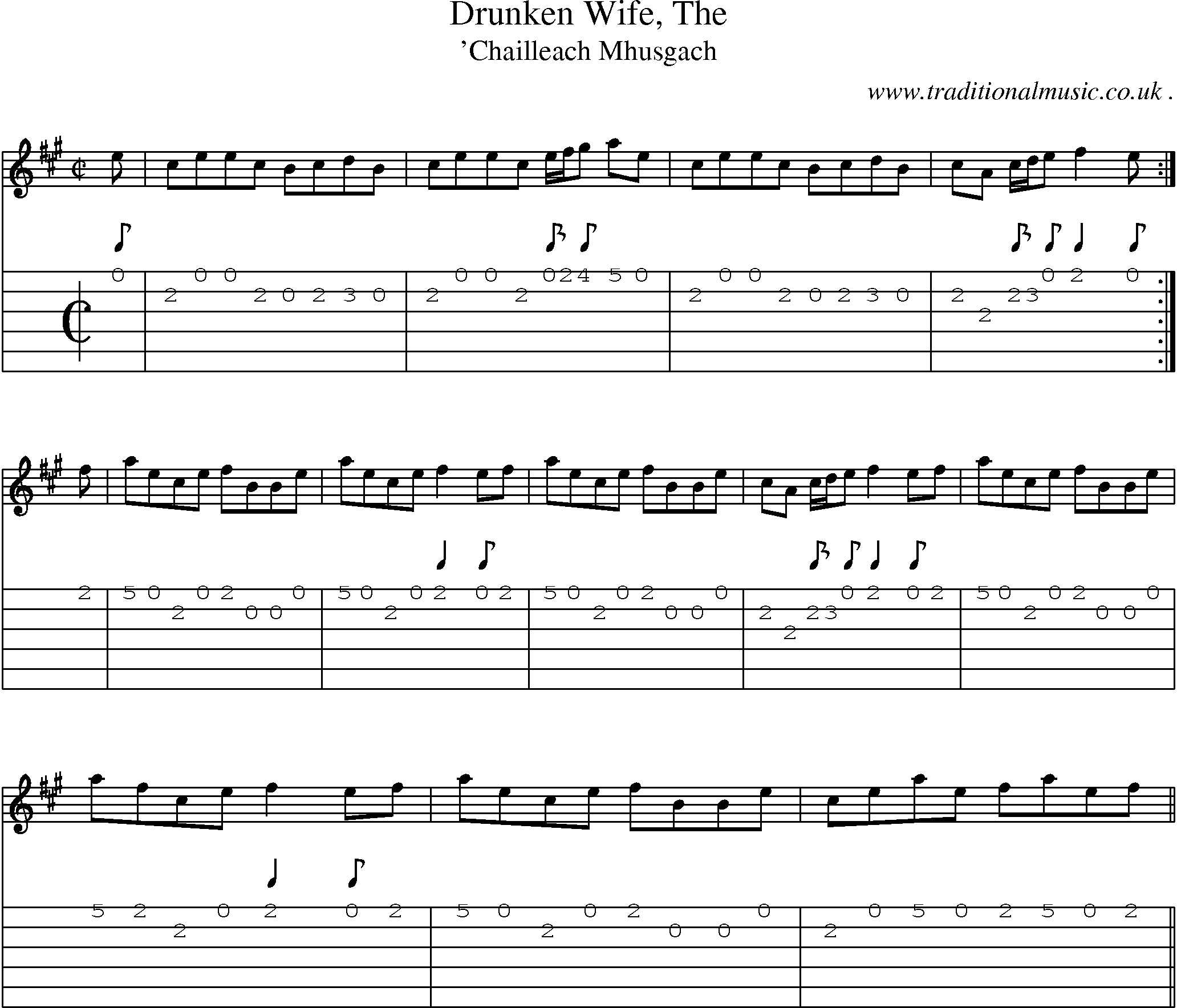 Sheet-music  score, Chords and Guitar Tabs for Drunken Wife The