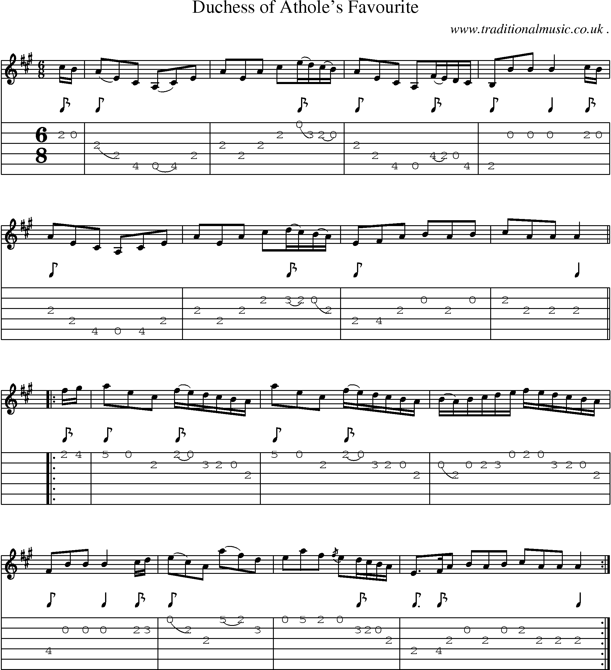 Sheet-music  score, Chords and Guitar Tabs for Duchess Of Atholes Favourite