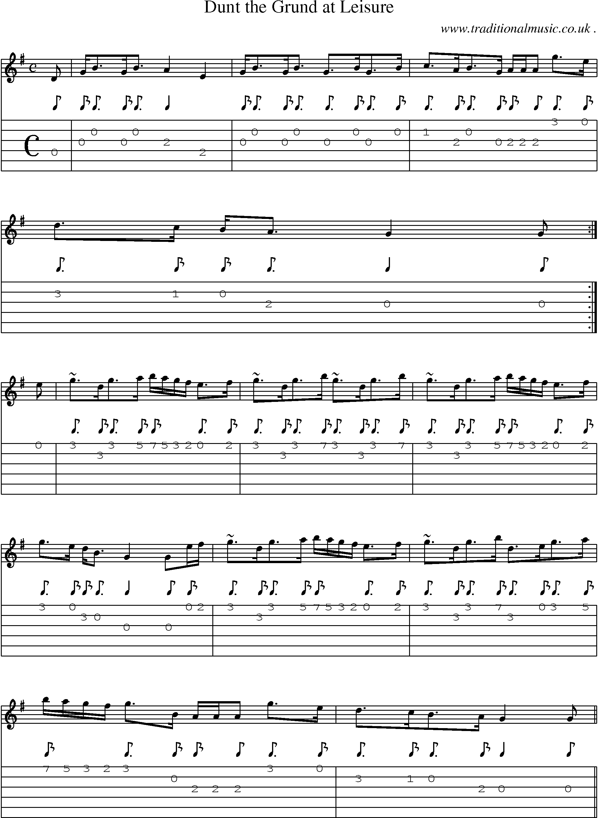 Sheet-music  score, Chords and Guitar Tabs for Dunt The Grund At Leisure