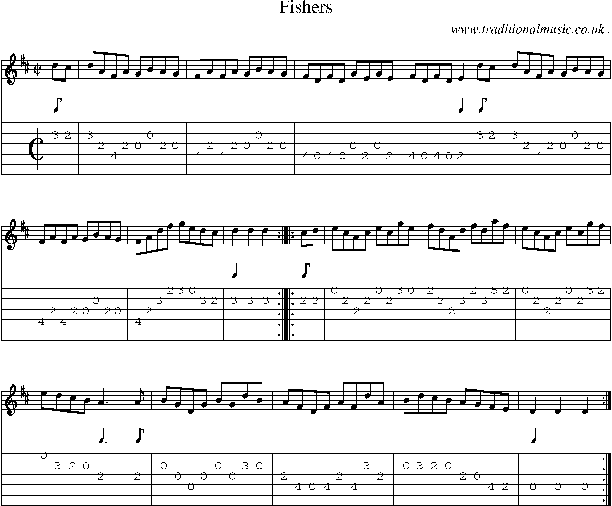 Sheet-music  score, Chords and Guitar Tabs for Fishers