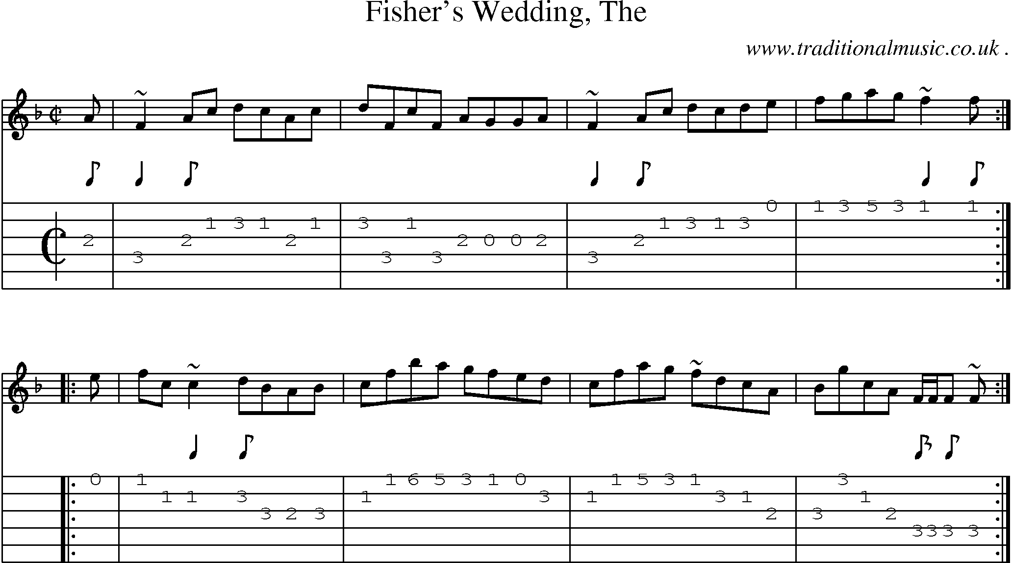 Sheet-music  score, Chords and Guitar Tabs for Fishers Wedding The