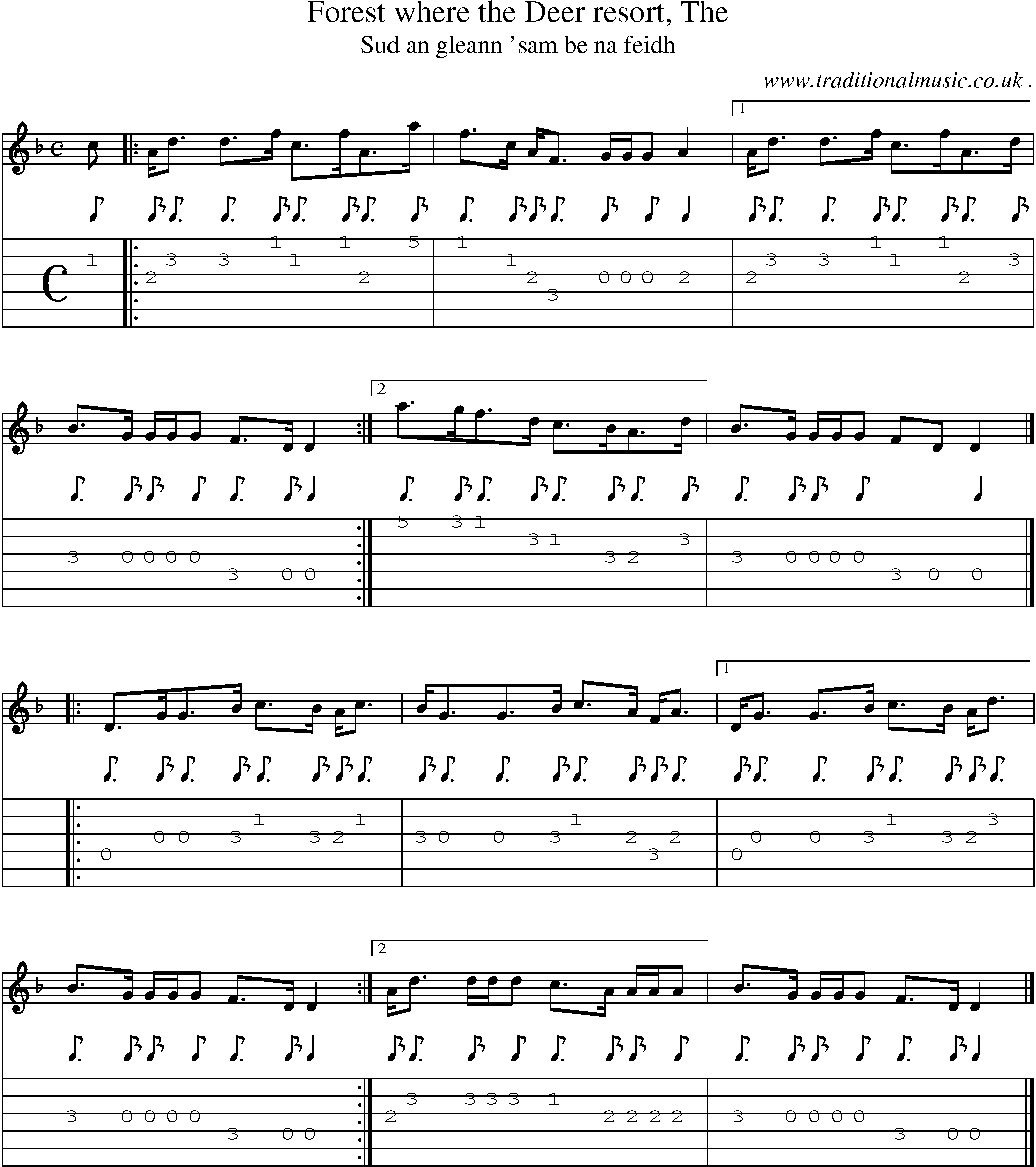 Sheet-music  score, Chords and Guitar Tabs for Forest Where The Deer Resort The