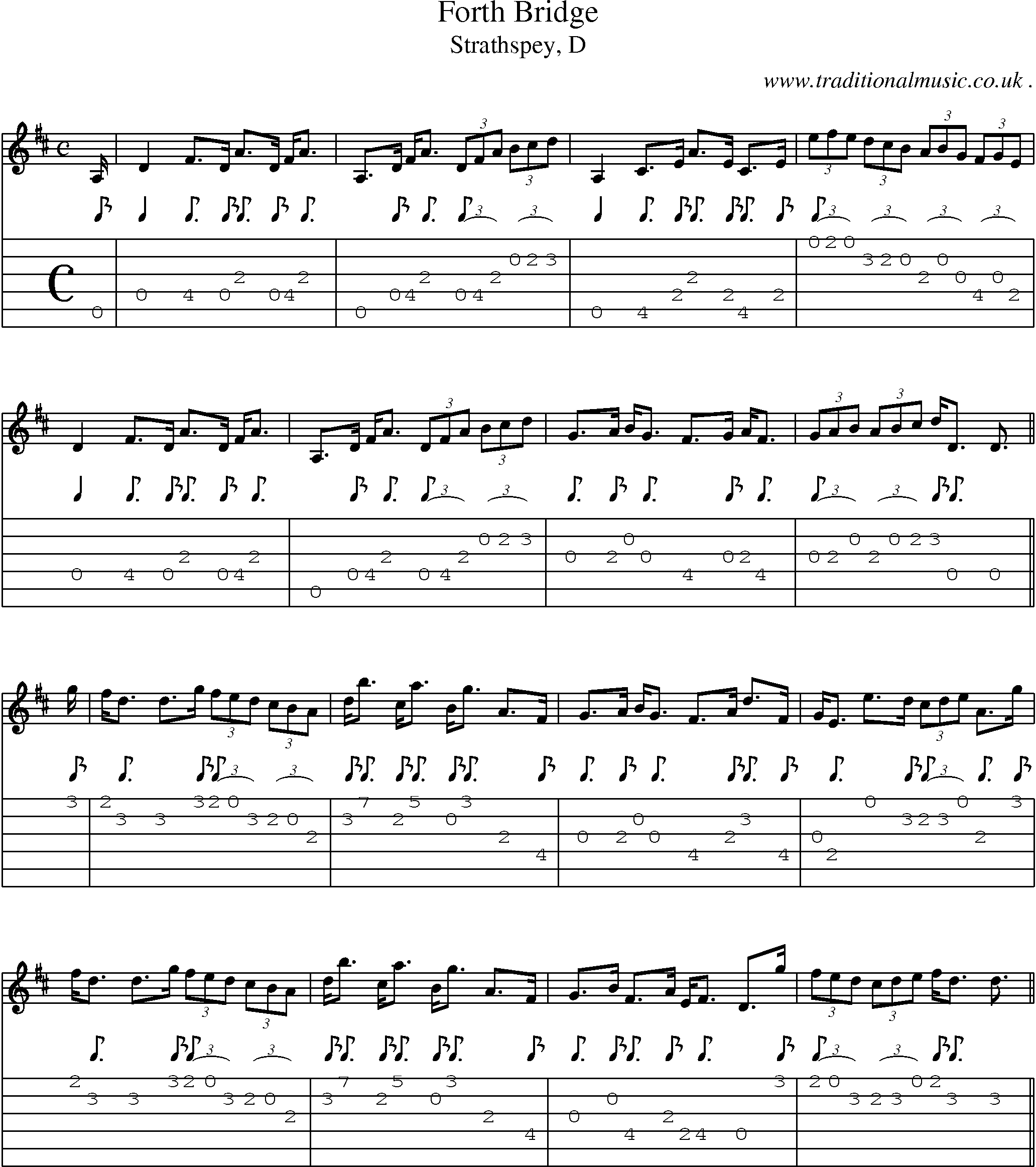 Sheet-music  score, Chords and Guitar Tabs for Forth Bridge