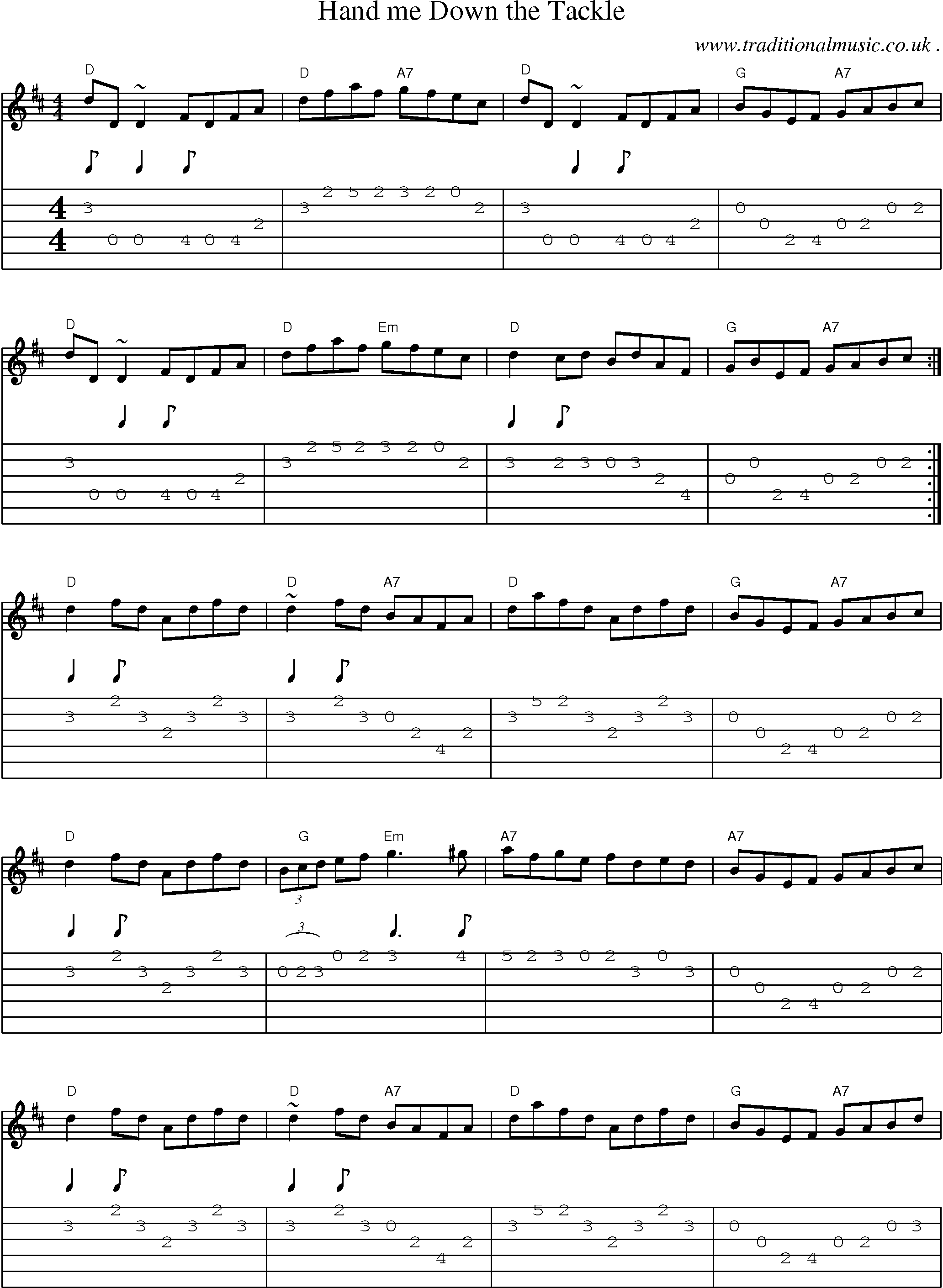 Sheet-music  score, Chords and Guitar Tabs for Hand Me Down The Tackle