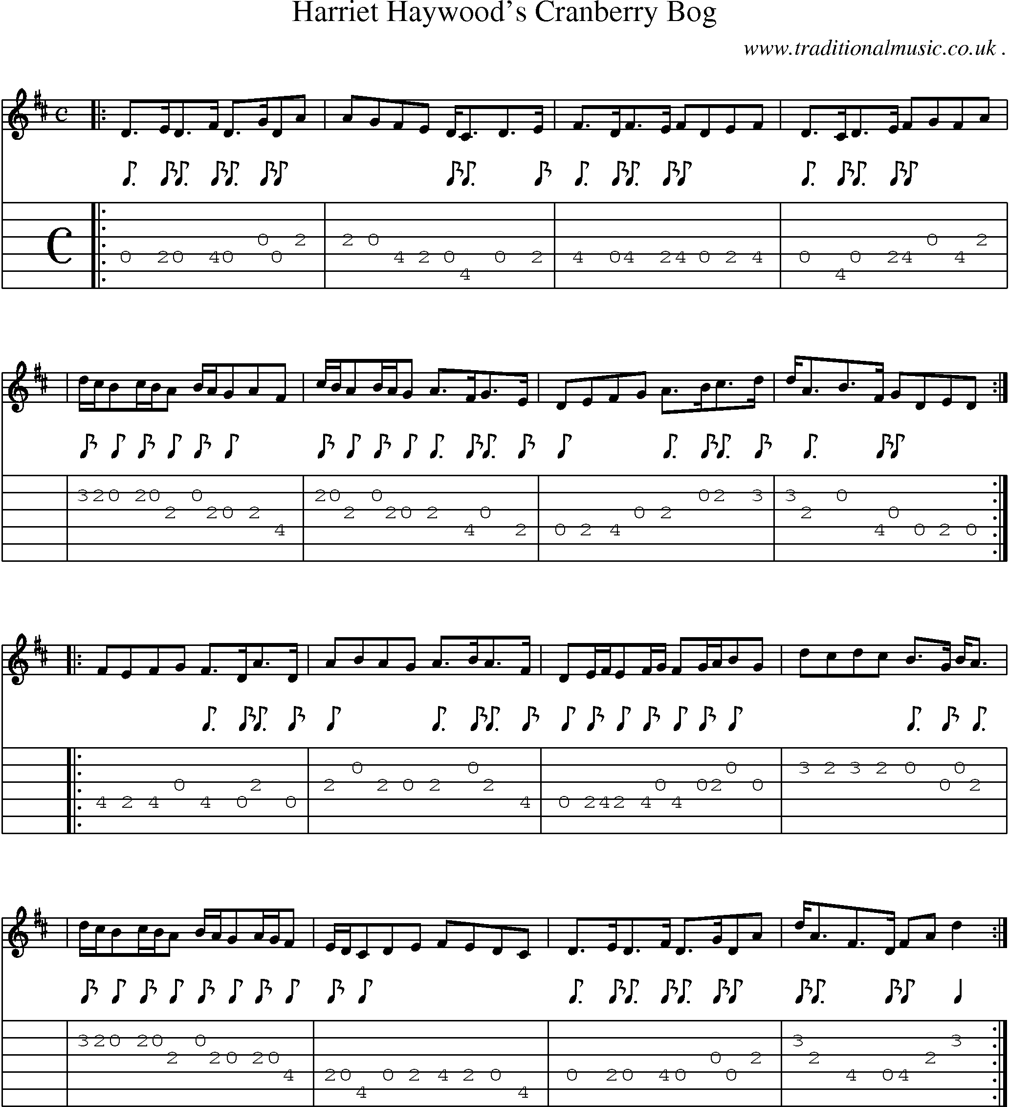 Sheet-music  score, Chords and Guitar Tabs for Harriet Haywoods Cranberry Bog