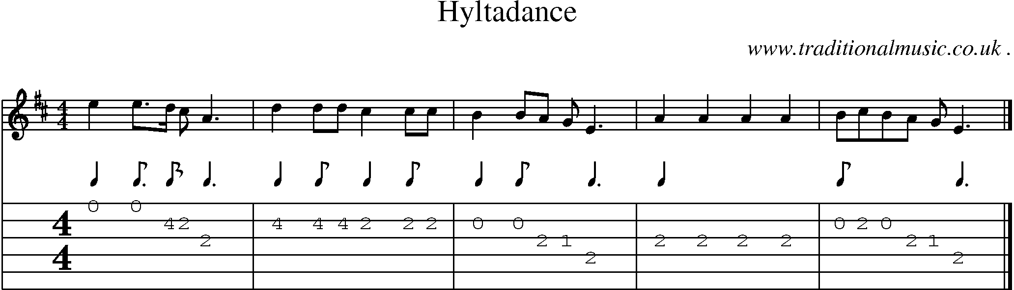 Sheet-music  score, Chords and Guitar Tabs for Hyltadance