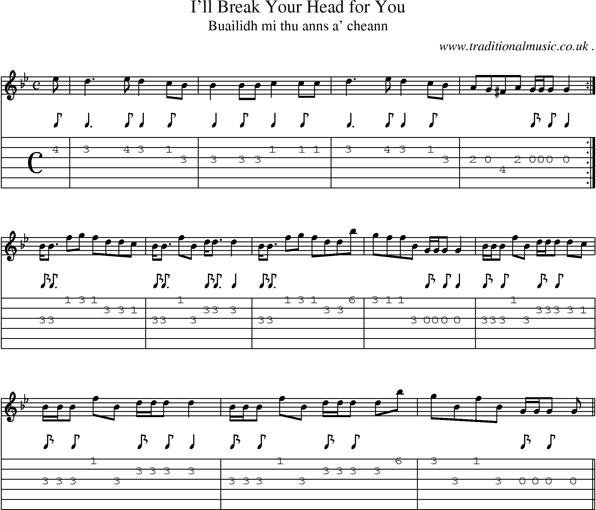 Sheet-music  score, Chords and Guitar Tabs for Ill Break Your Head For You