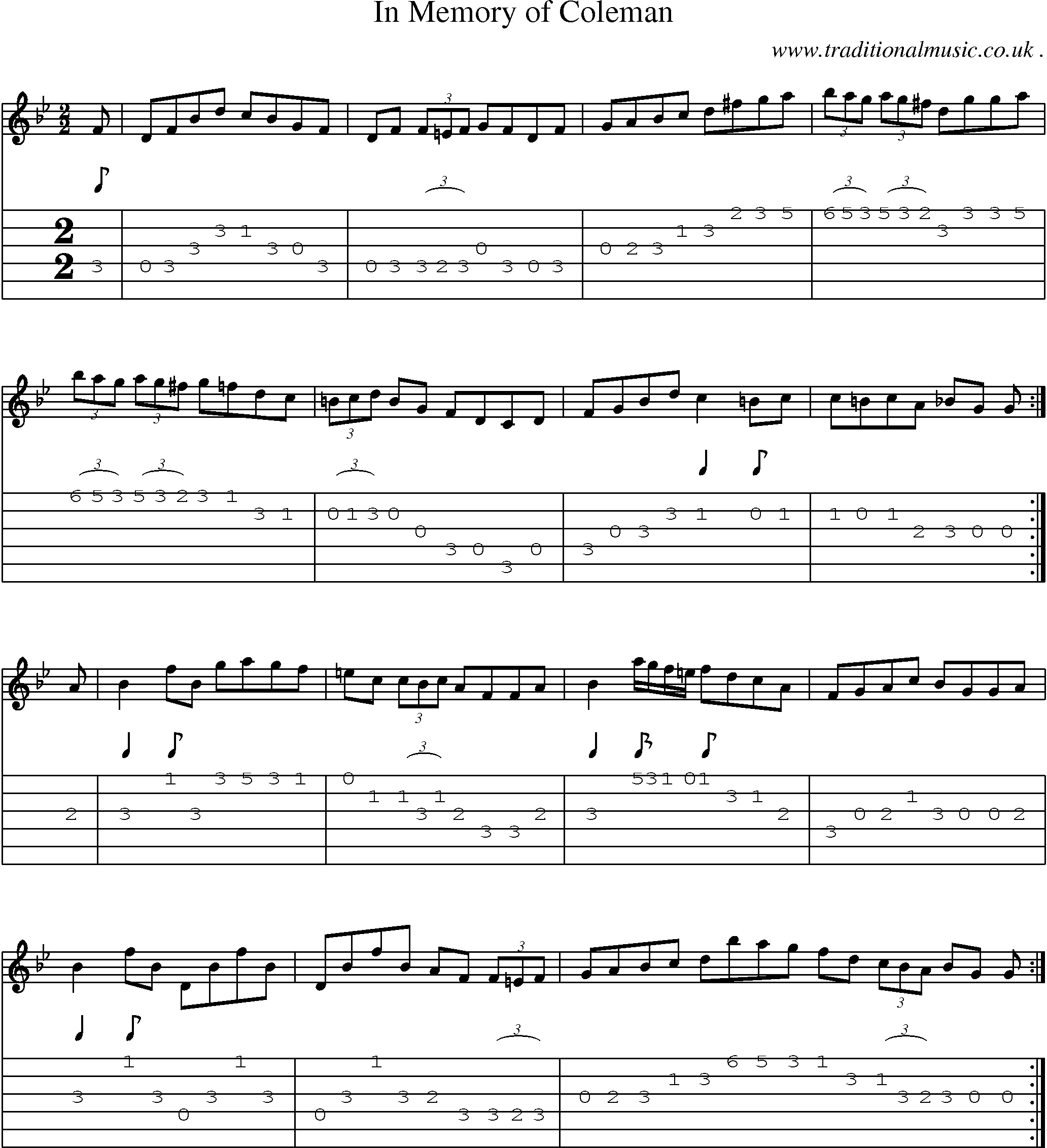 Sheet-music  score, Chords and Guitar Tabs for In Memory Of Coleman