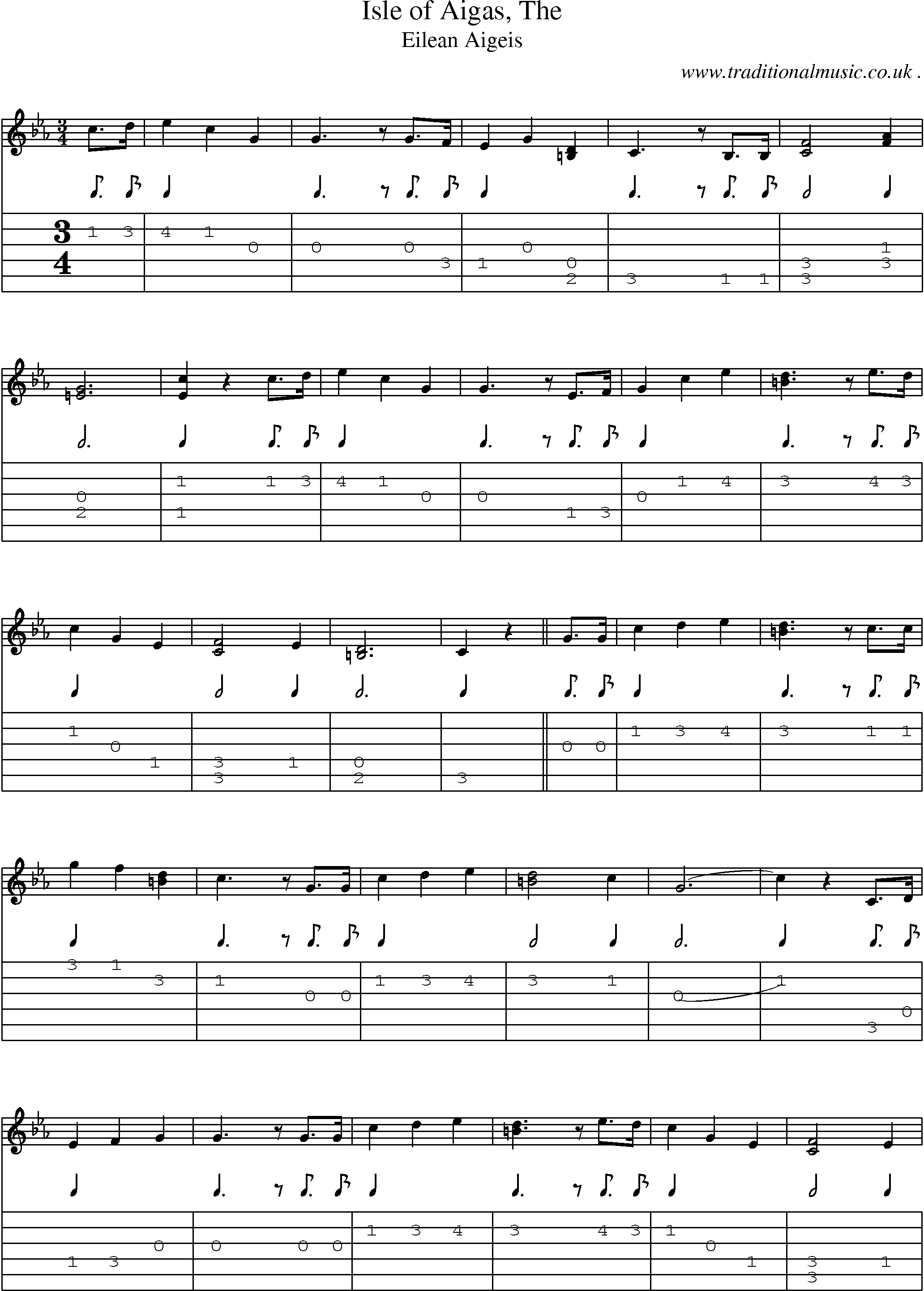 Sheet-music  score, Chords and Guitar Tabs for Isle Of Aigas The