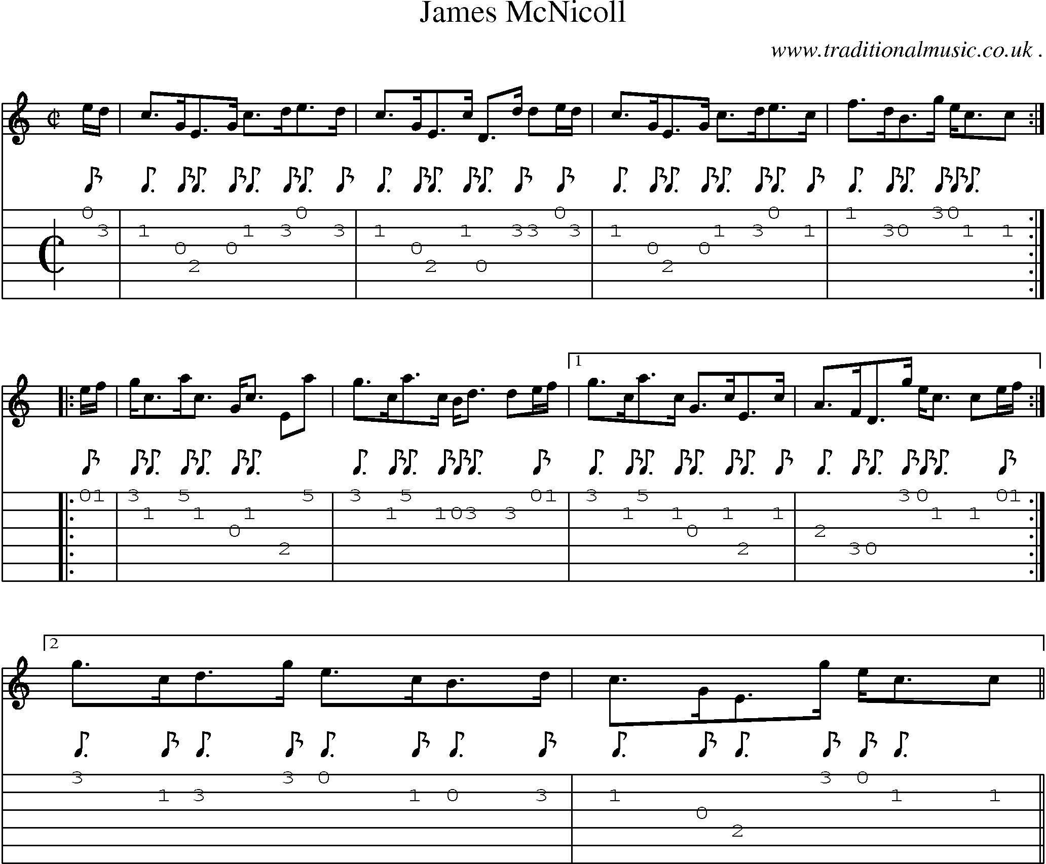 Sheet-music  score, Chords and Guitar Tabs for James Mcnicoll
