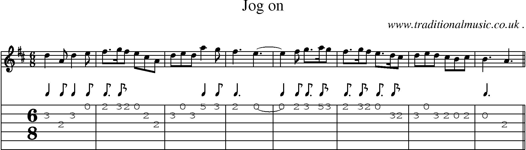 Sheet-music  score, Chords and Guitar Tabs for Jog On