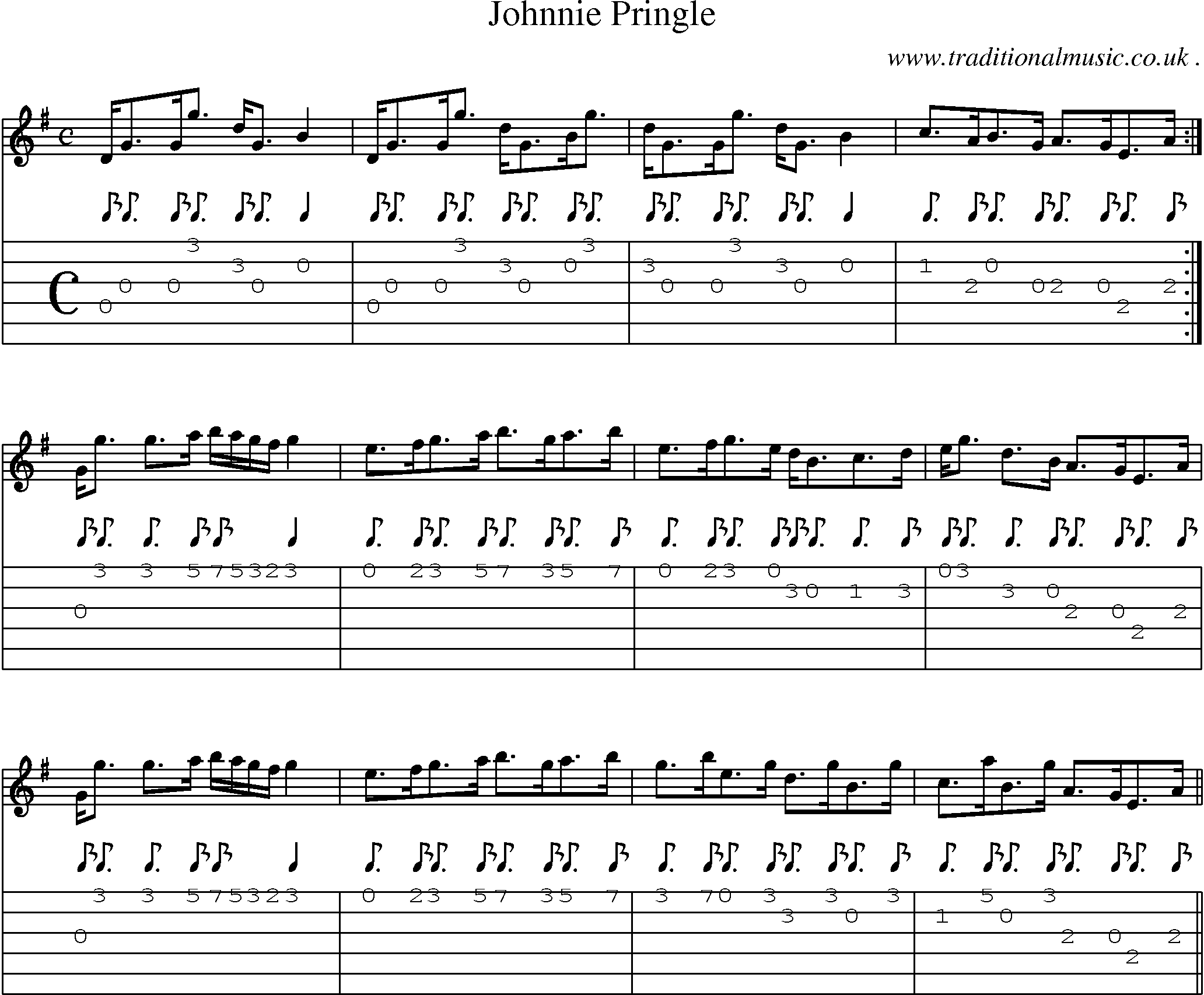 Sheet-music  score, Chords and Guitar Tabs for Johnnie Pringle