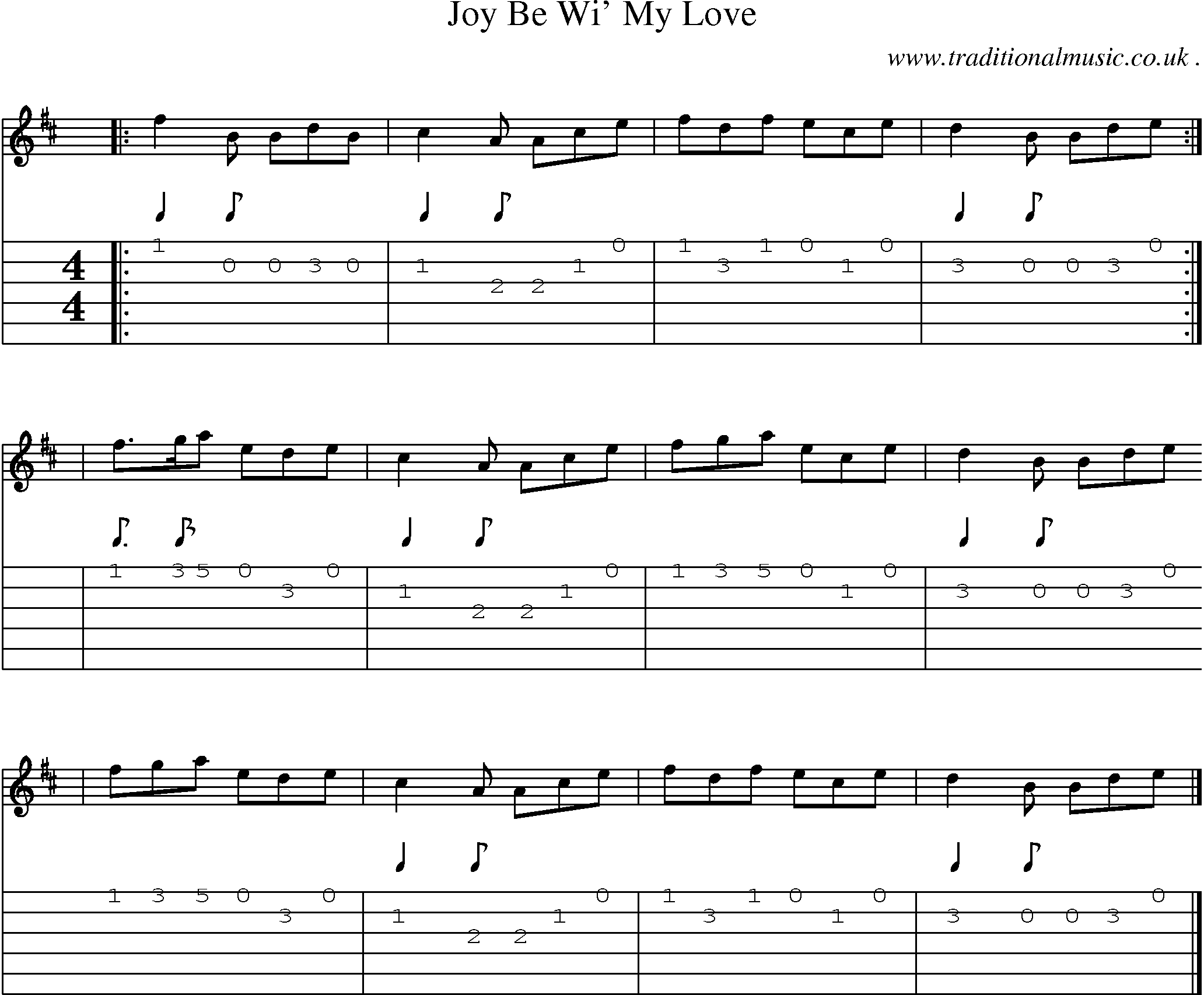 Sheet-music  score, Chords and Guitar Tabs for Joy Be Wi My Love