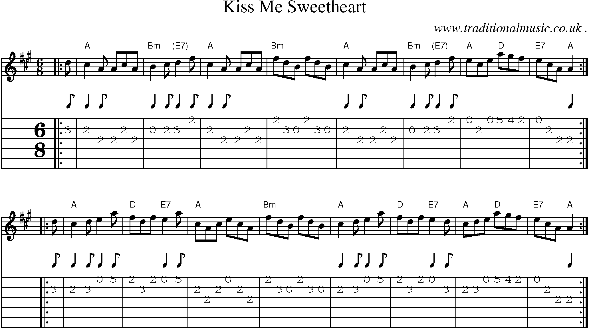 Sheet-music  score, Chords and Guitar Tabs for Kiss Me Sweetheart