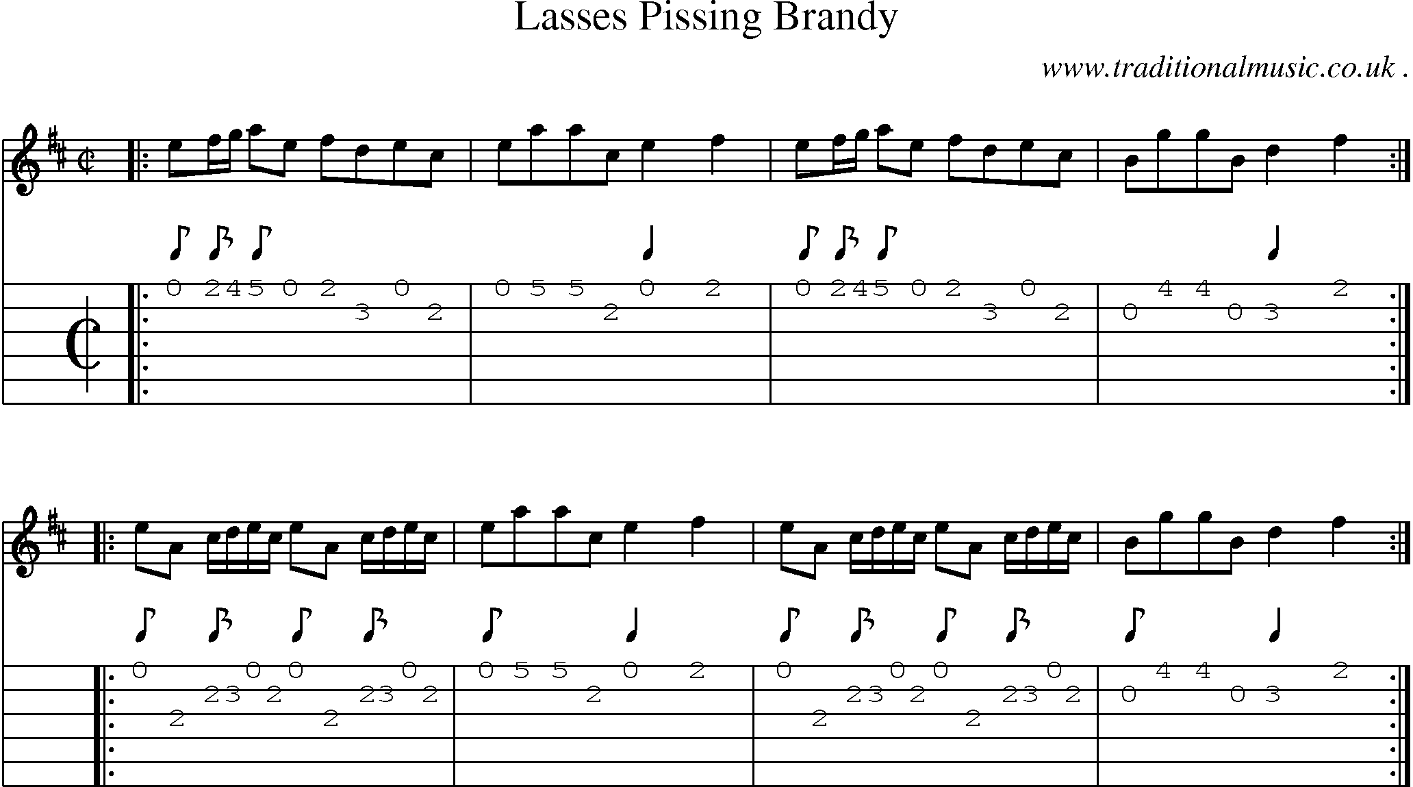 Sheet-music  score, Chords and Guitar Tabs for Lasses Pissing Brandy