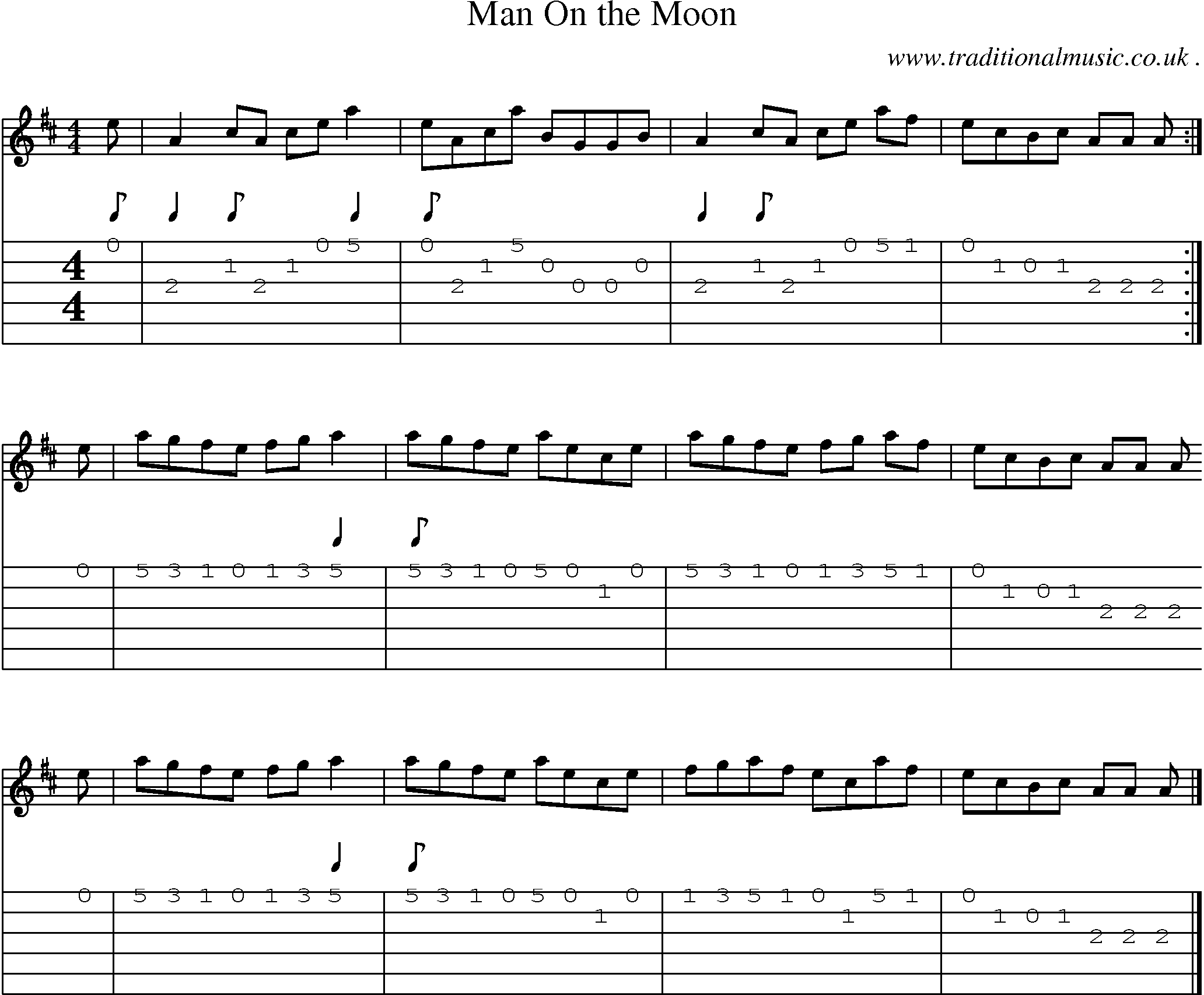 Sheet-music  score, Chords and Guitar Tabs for Man On The Moon