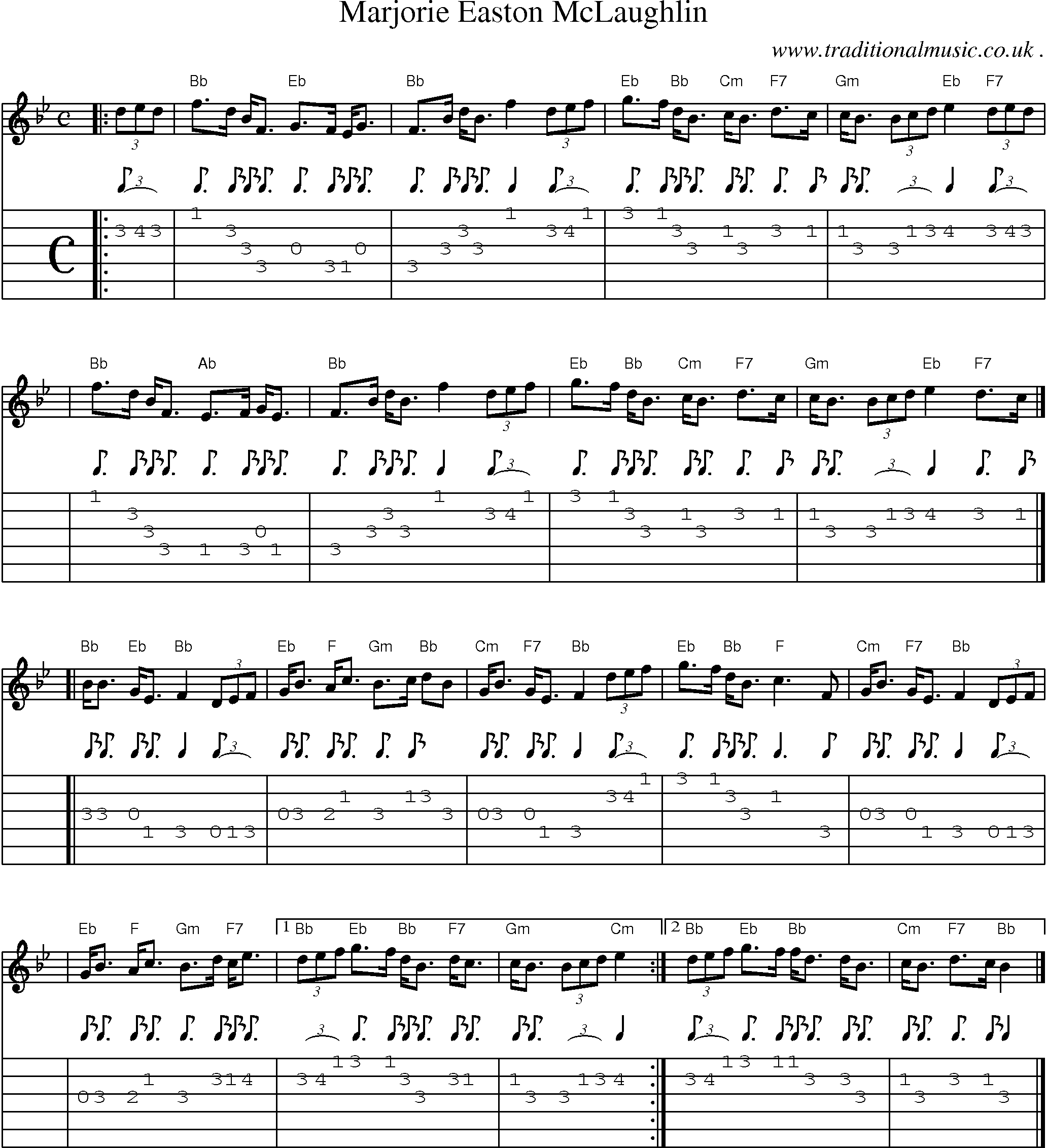 Sheet-music  score, Chords and Guitar Tabs for Marjorie Easton Mclaughlin