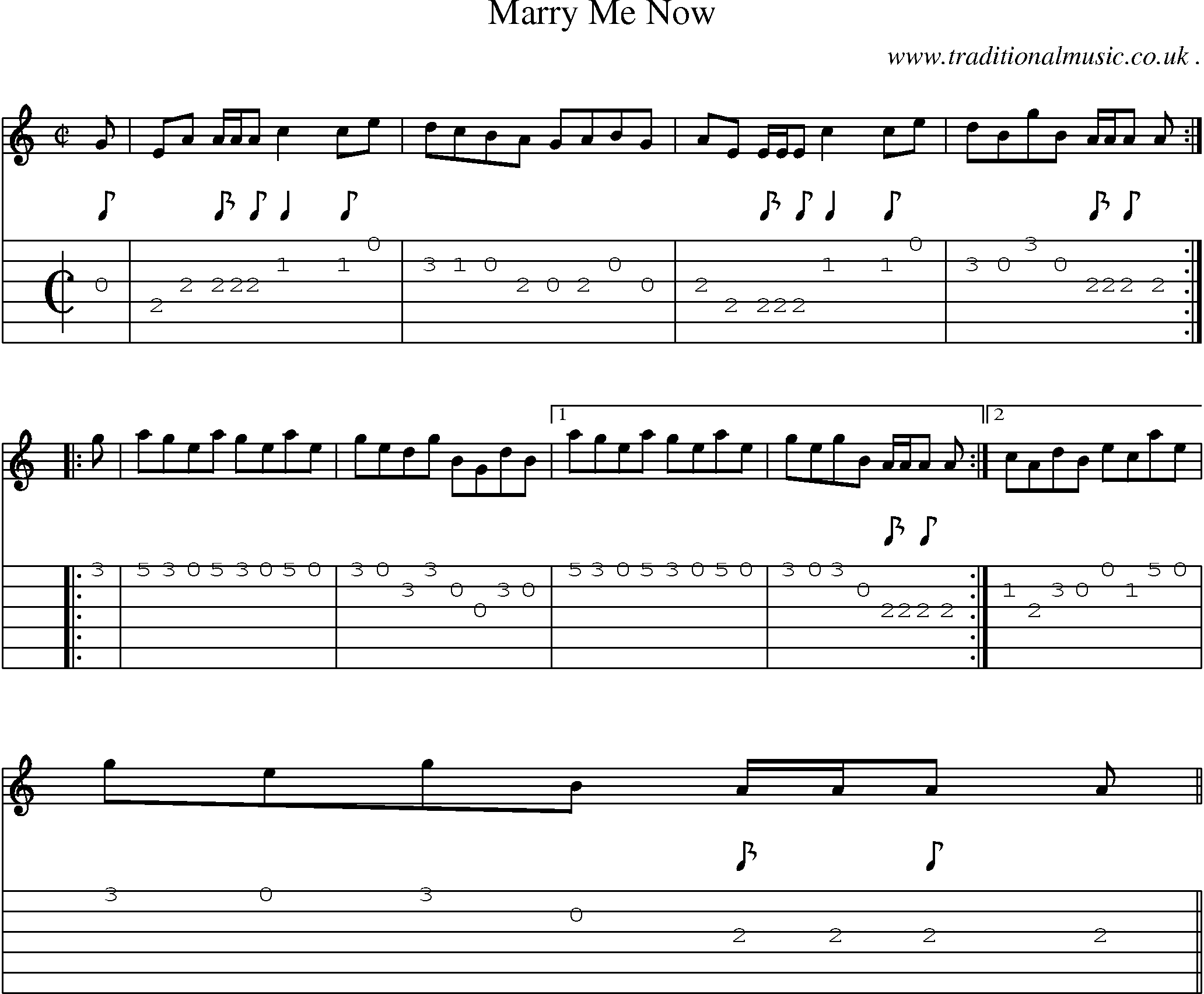 Sheet-music  score, Chords and Guitar Tabs for Marry Me Now