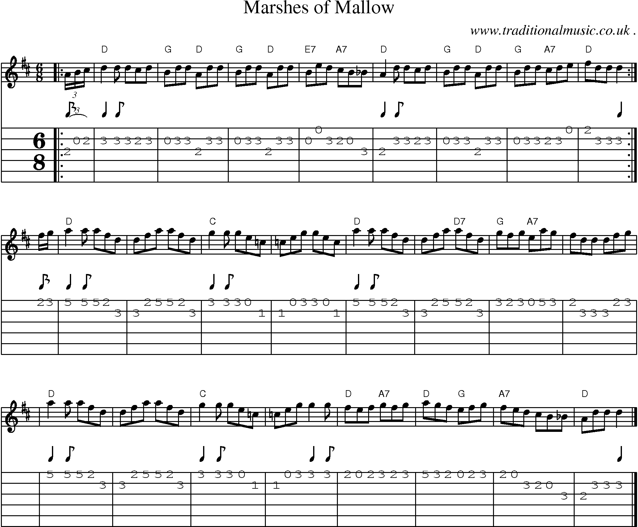Sheet-music  score, Chords and Guitar Tabs for Marshes Of Mallow
