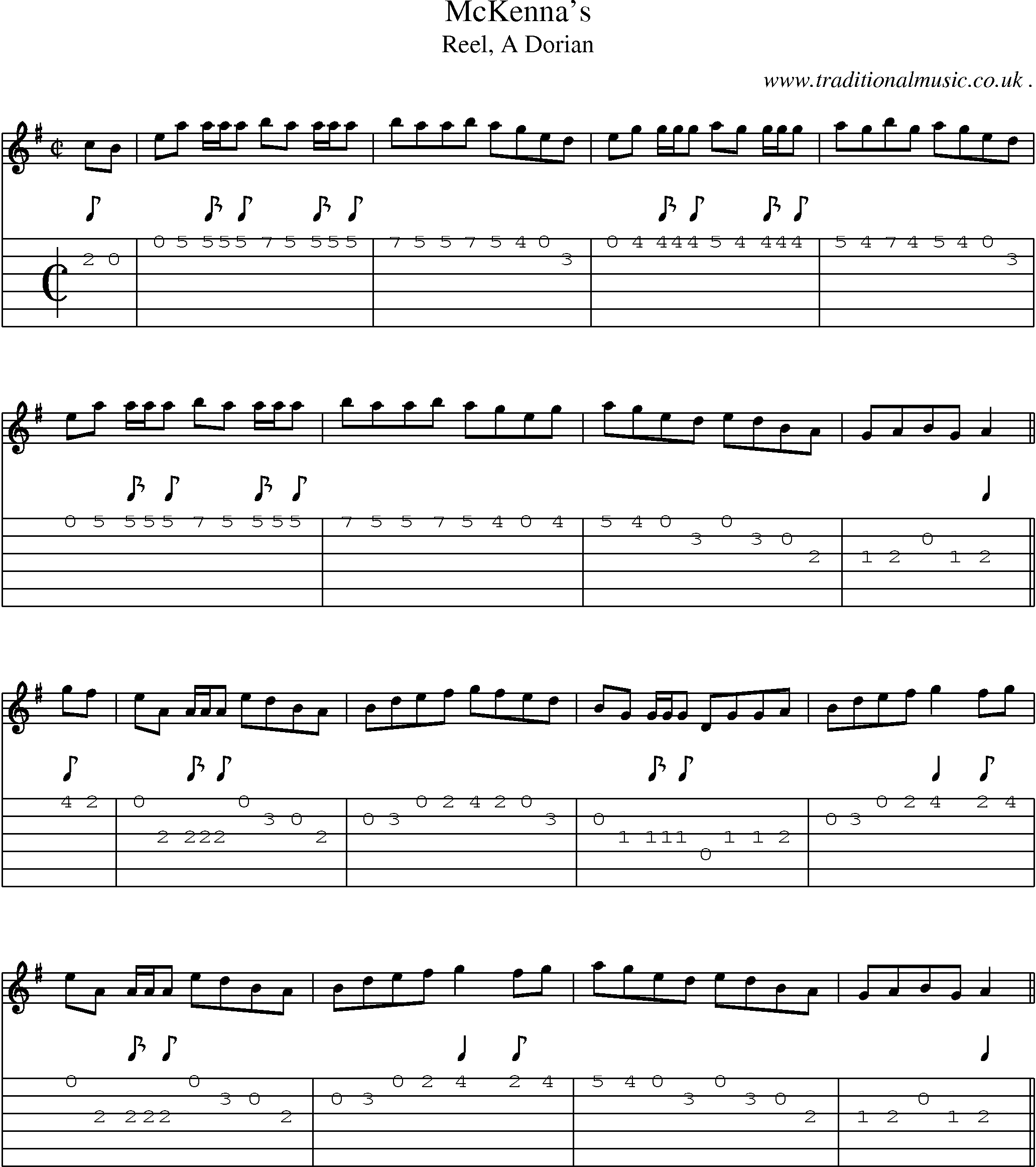 Sheet-music  score, Chords and Guitar Tabs for Mckennas