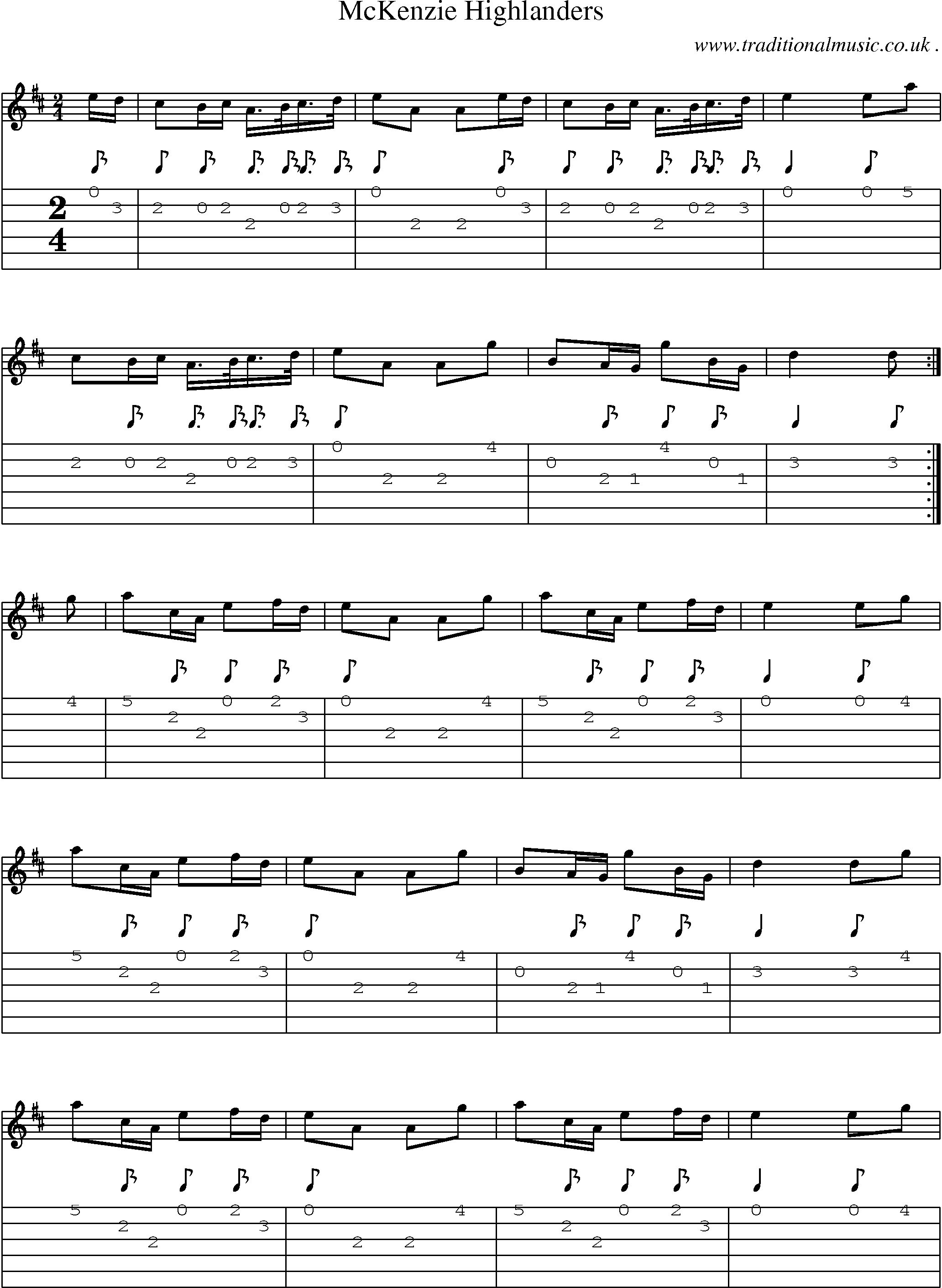Sheet-music  score, Chords and Guitar Tabs for Mckenzie Highlanders