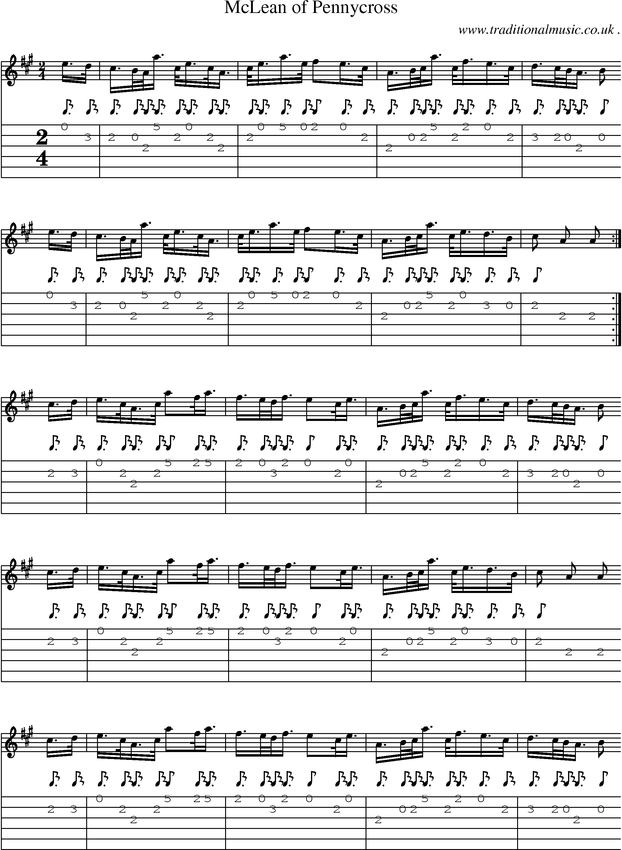 Sheet-music  score, Chords and Guitar Tabs for Mclean Of Pennycross