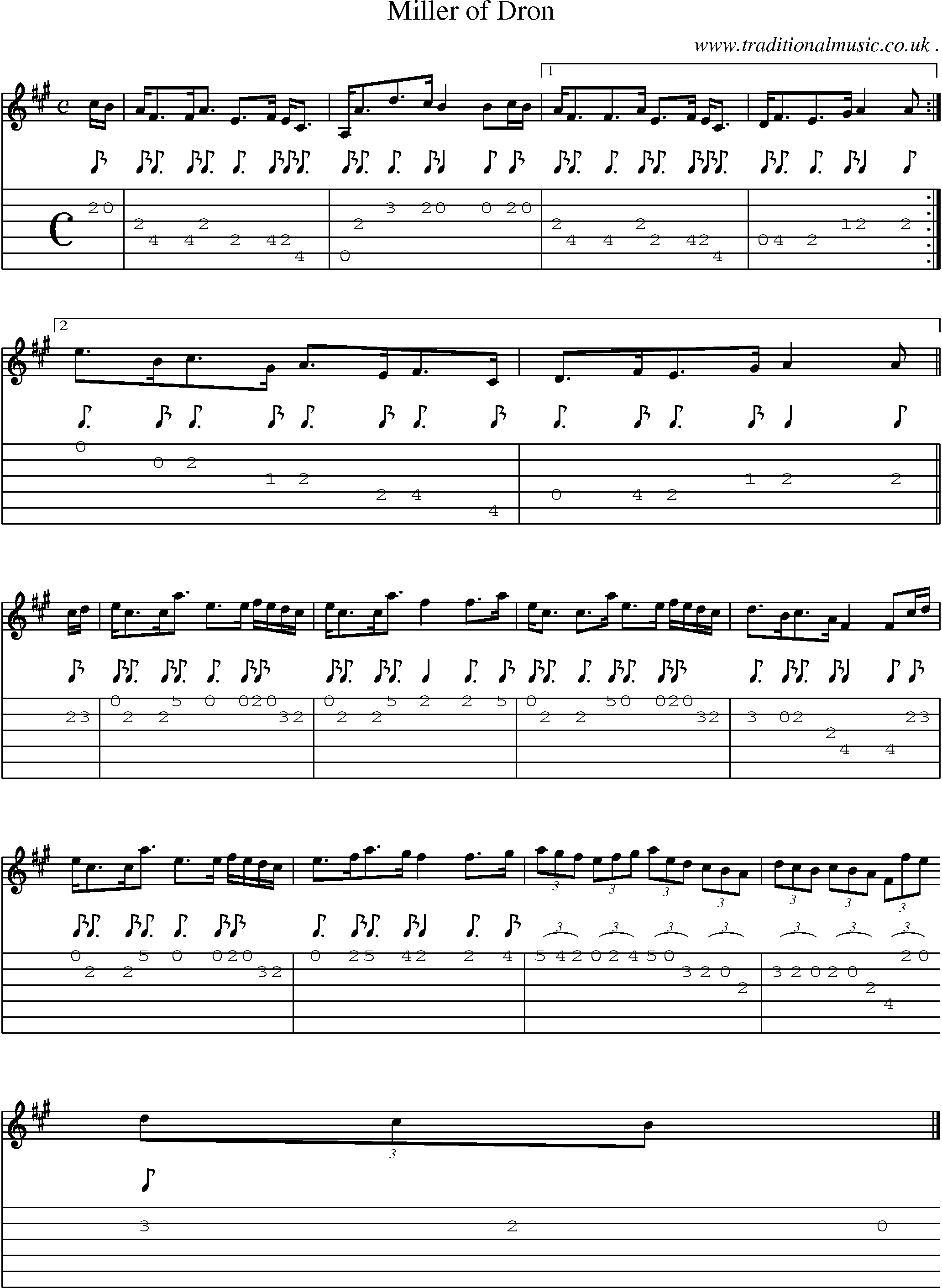 Sheet-music  score, Chords and Guitar Tabs for Miller Of Dron